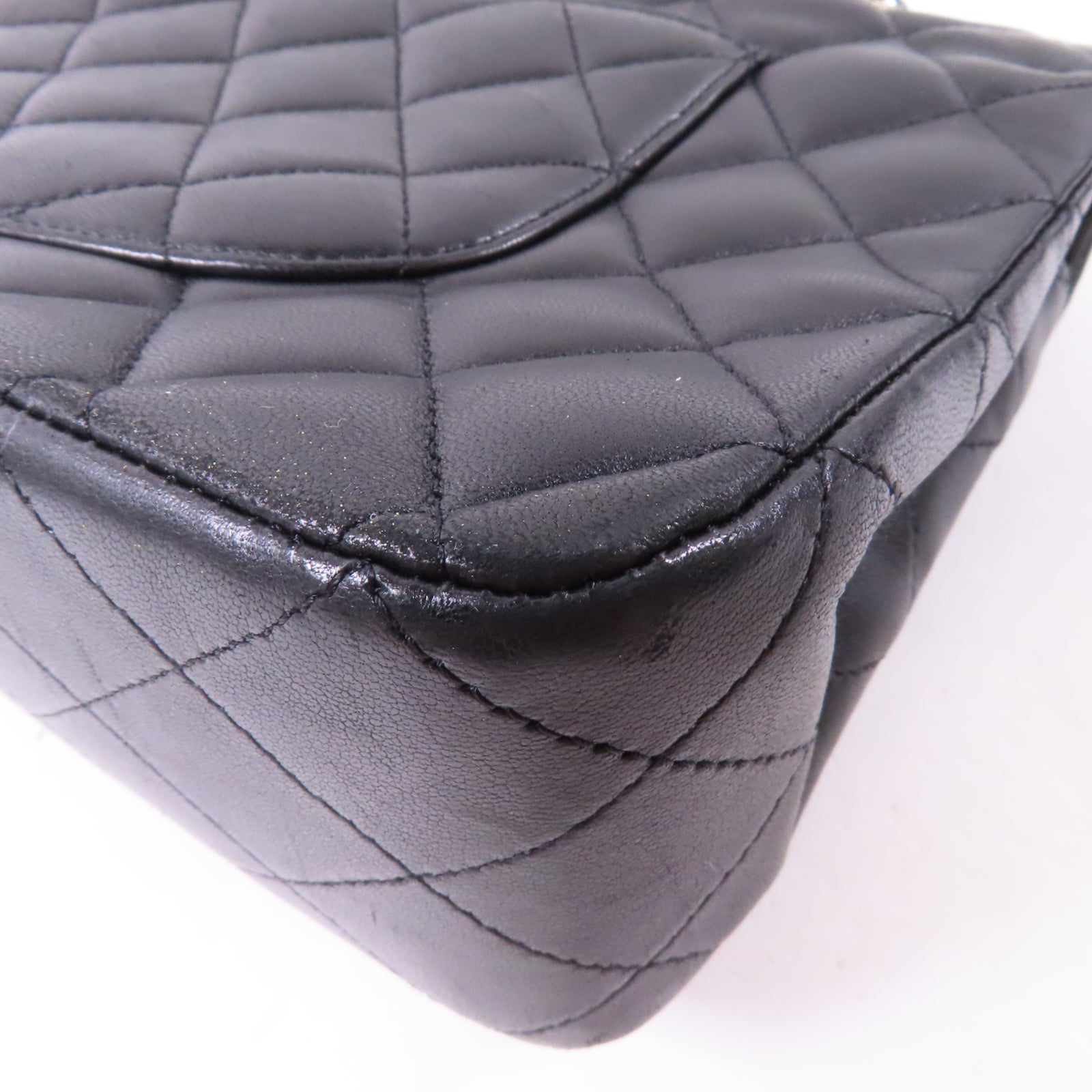 CHANEL 【激減優惠】菱格羊皮皮革Classic Chain Shoulder Bag銀扣鏈帶肩背袋黑色