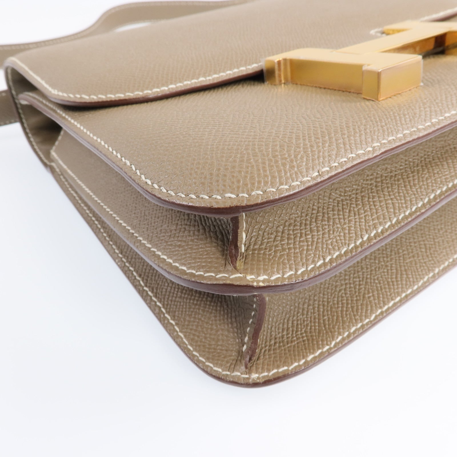 HERMES 皮革Constance 24金扣肩背袋Etoupe