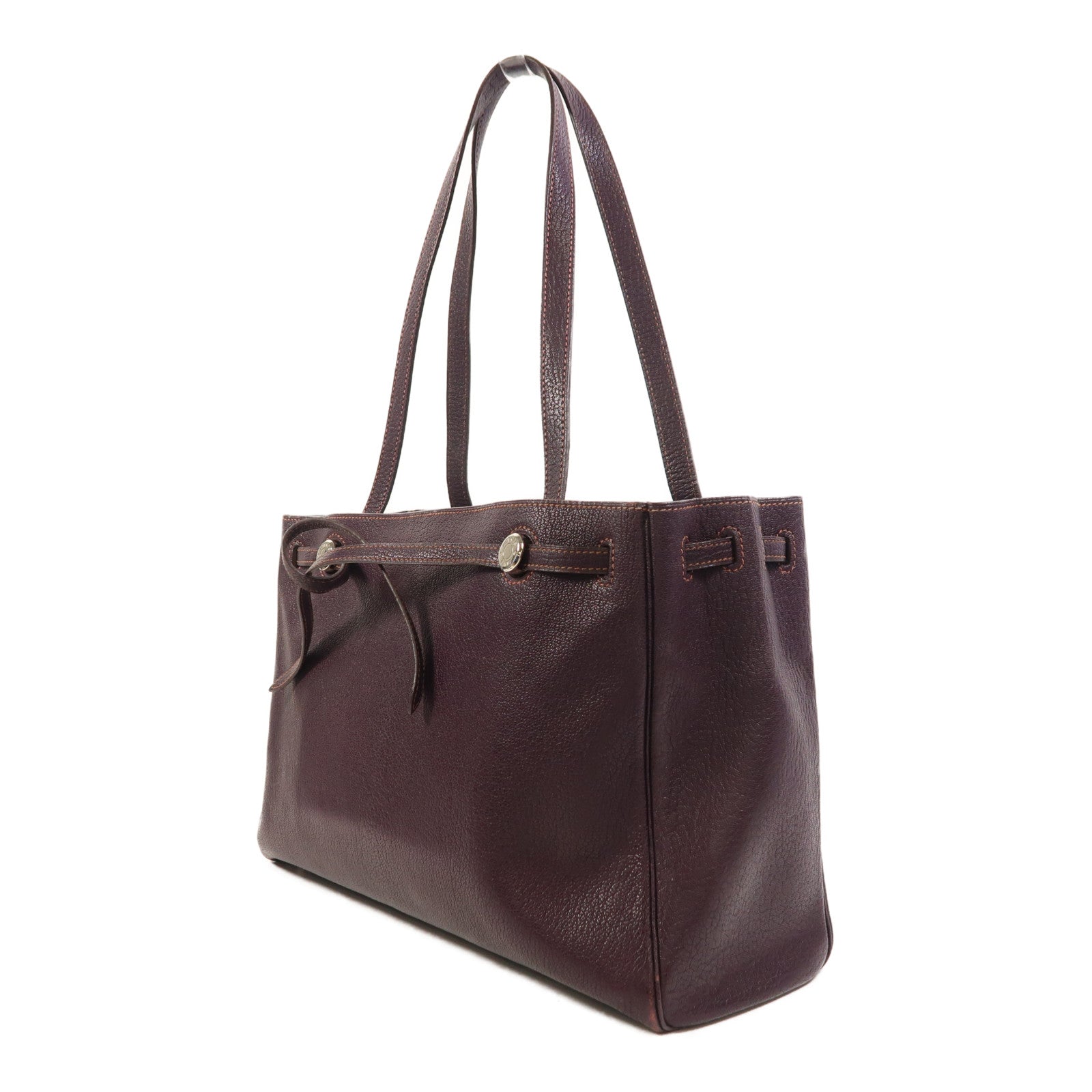 HERMES Chevre皮革Cabana 35銀扣肩背袋Raisin