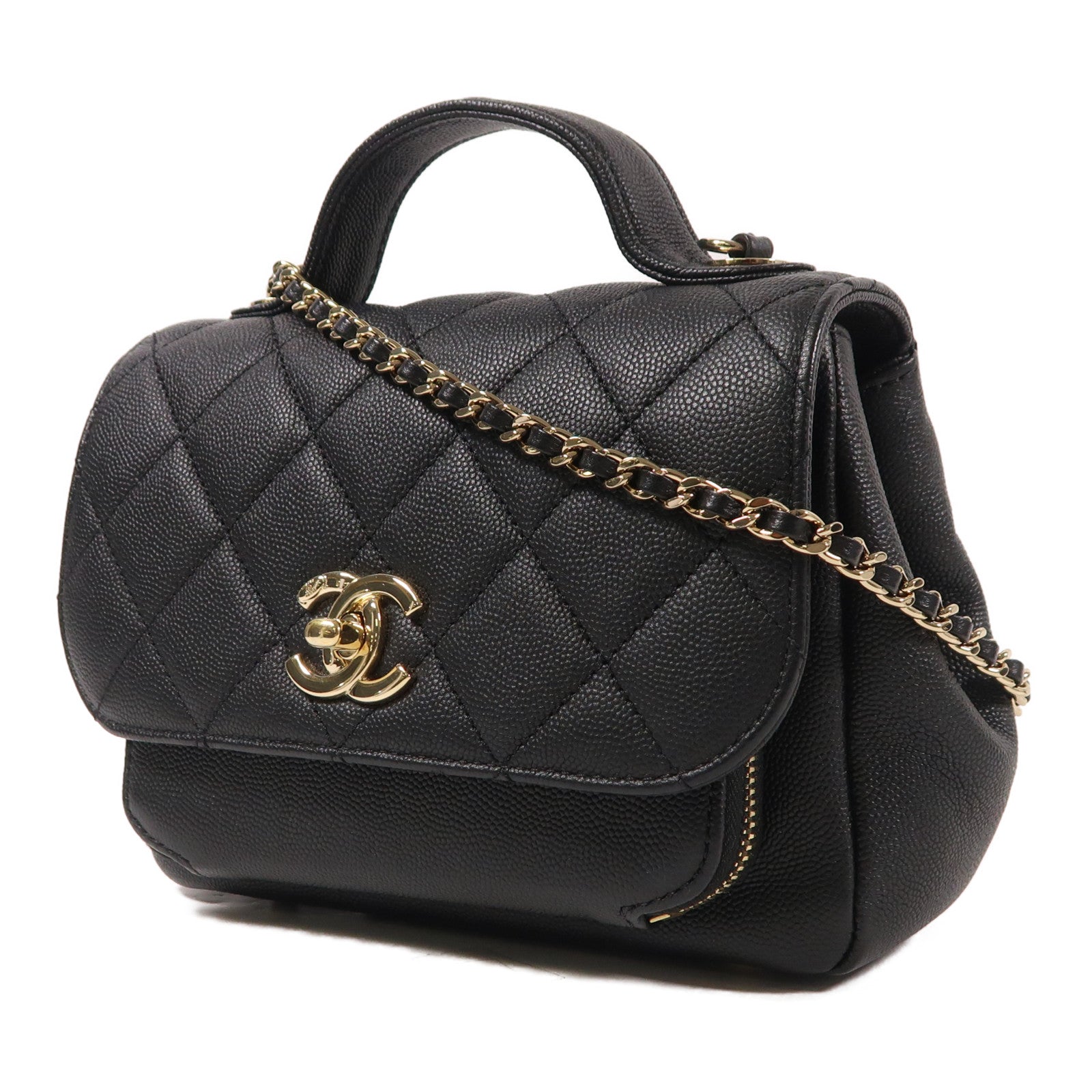 CHANEL 牛皮皮革Business Affinity Bag金扣手挽肩背兩用袋