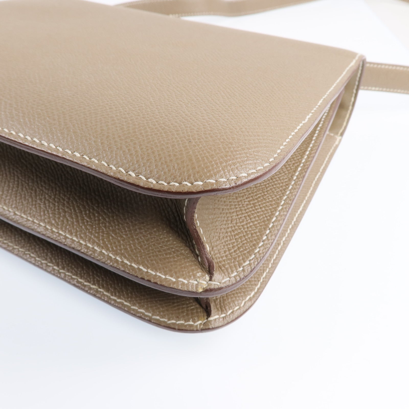 HERMES 皮革Constance 24金扣肩背袋Etoupe