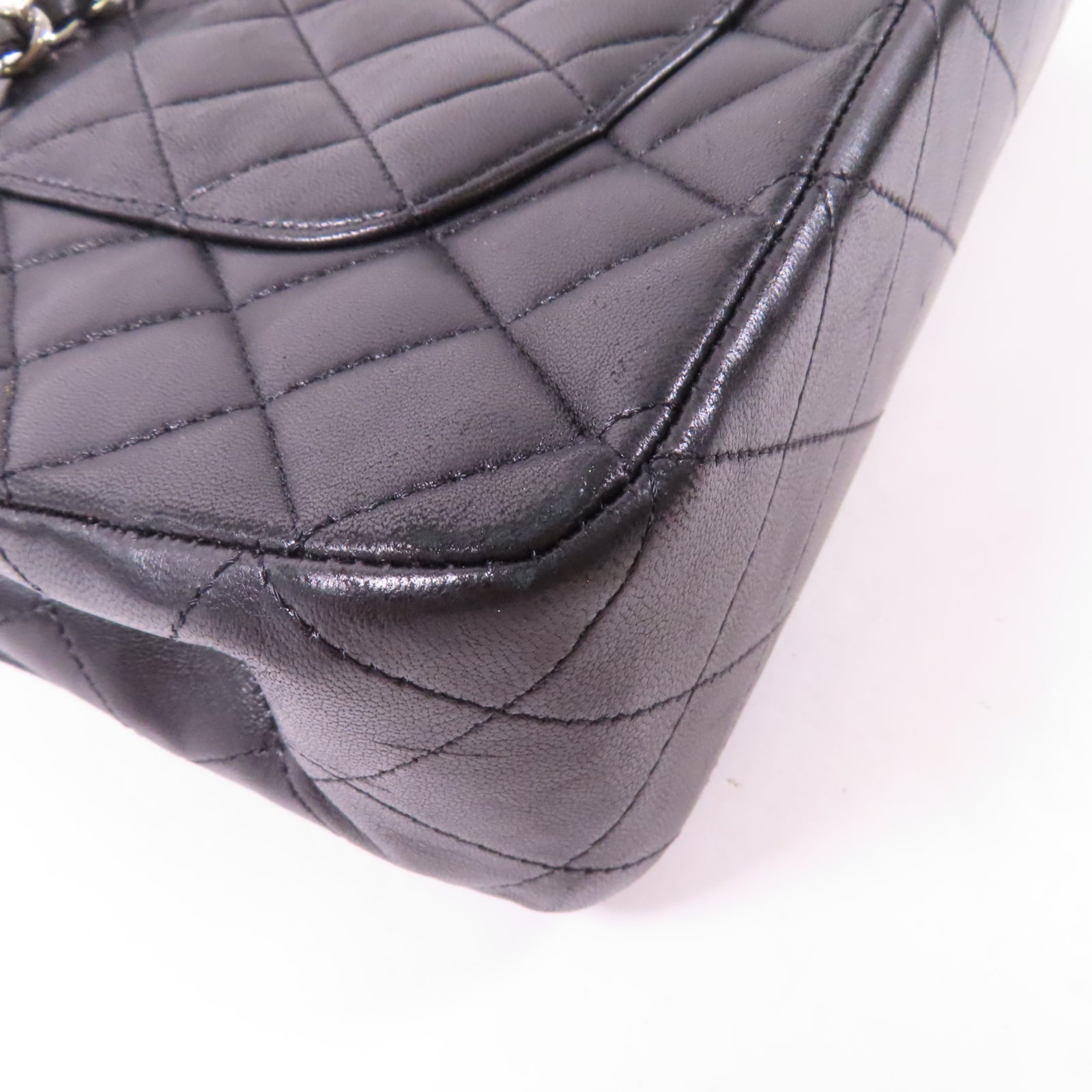 CHANEL 【激減優惠】菱格羊皮皮革Classic Chain Shoulder Bag銀扣鏈帶肩背袋黑色