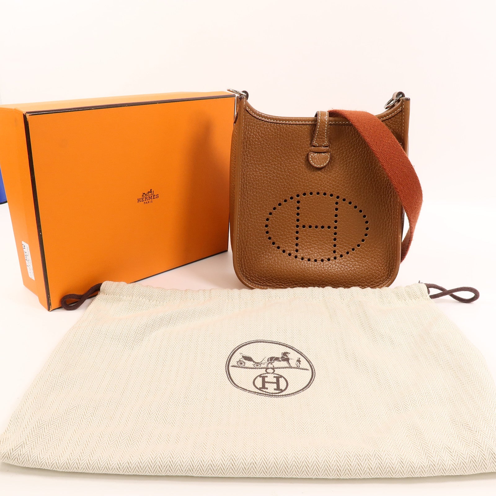 HERMES Clemence皮革Evelyne TPM肩背袋Gold