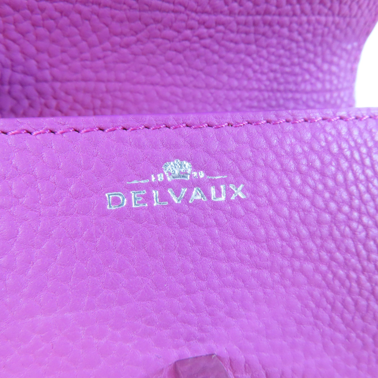 SELECTION 【激減優惠】牛皮皮革Delvaux Mini Mutin Coin Purse銀扣零錢包桃紅色