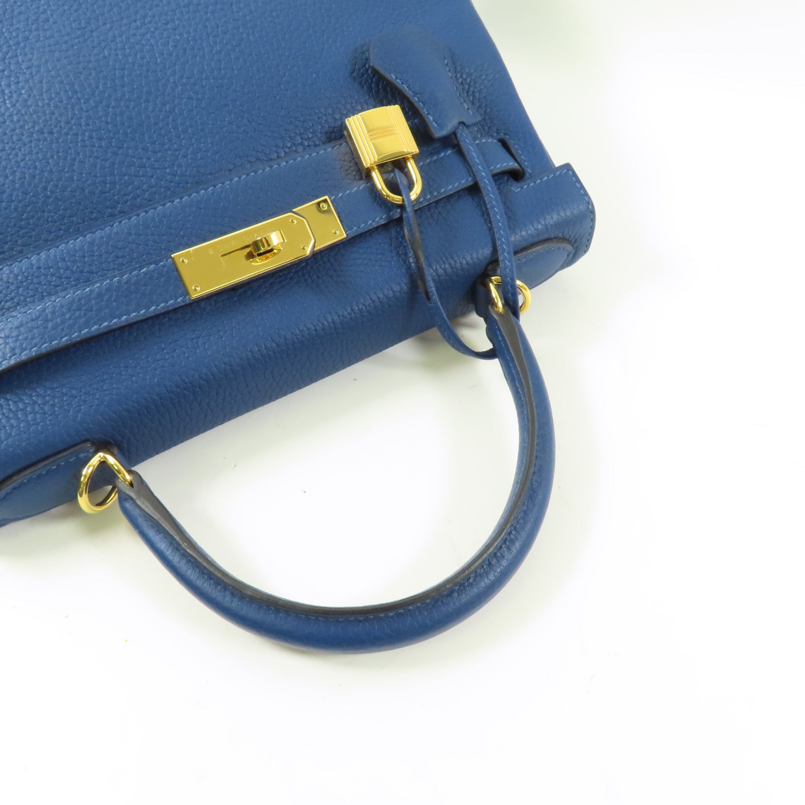 HERMES 【激減優惠】Clemence皮革Kelly 28手挽肩背兩用袋Deep Blue