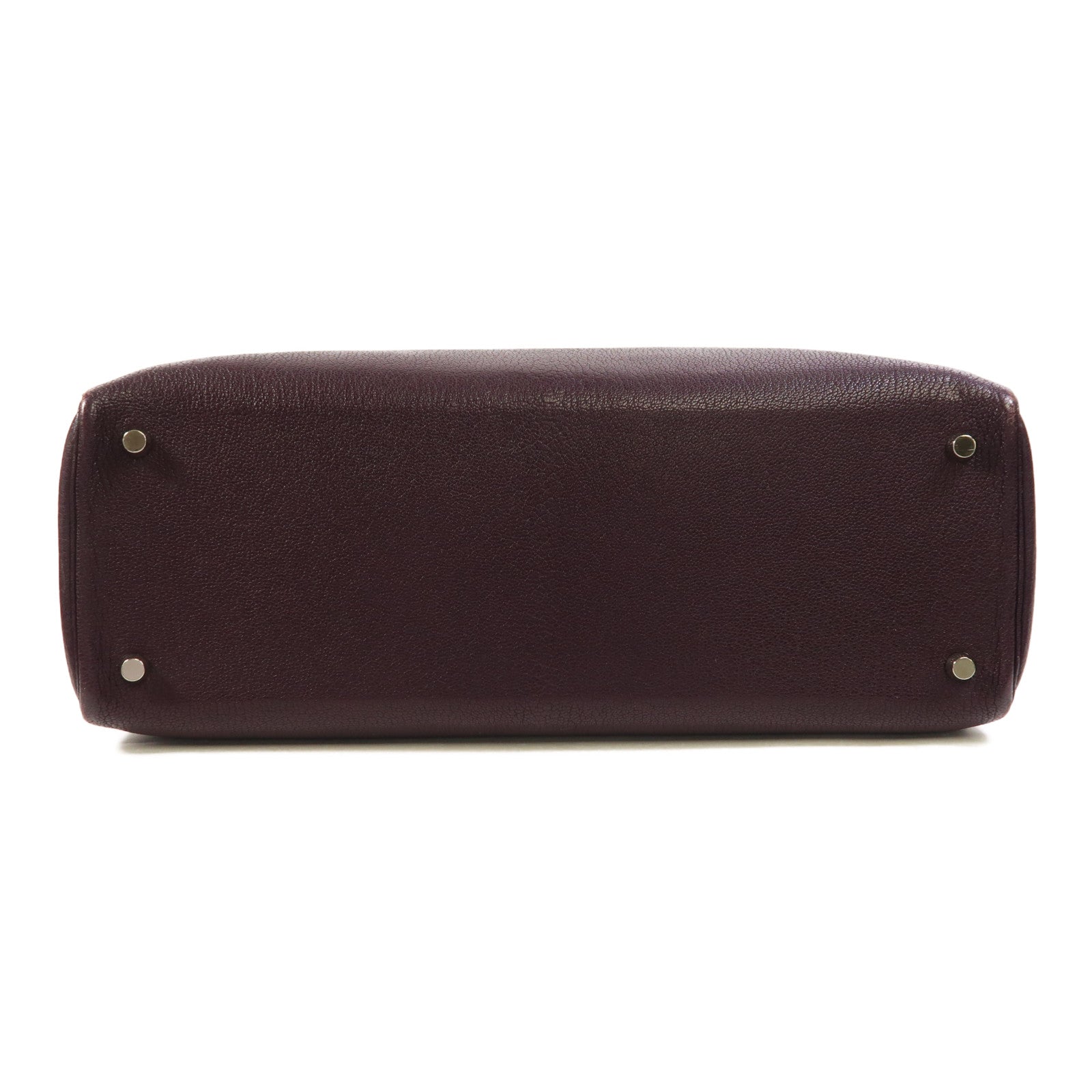 HERMES Chevre皮革Cabana 35銀扣肩背袋Raisin