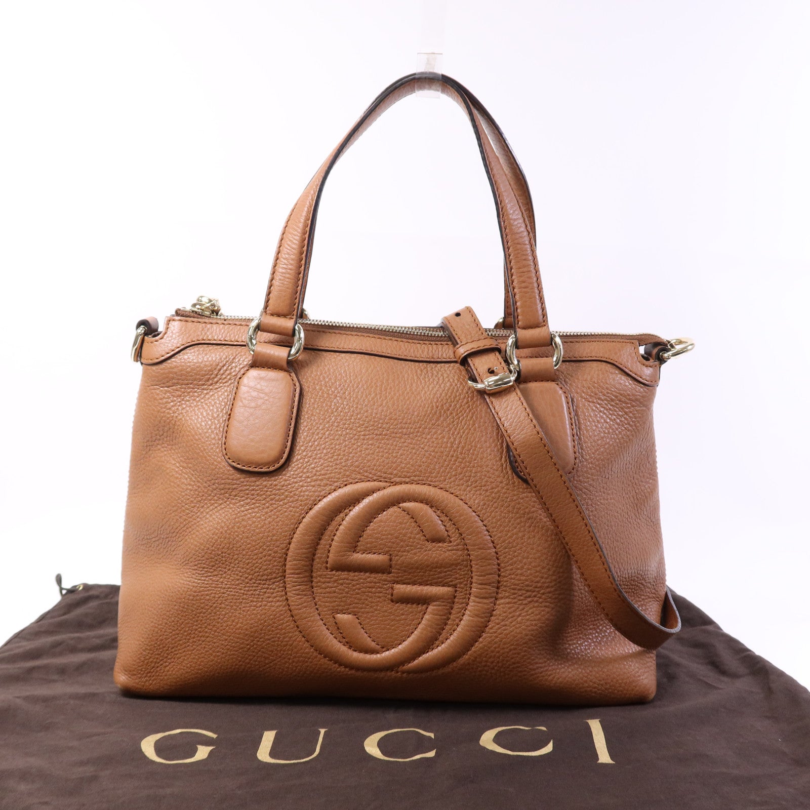 GUCCI 牛皮皮革2 Way Shoulder Bag金扣手挽肩背兩用袋
