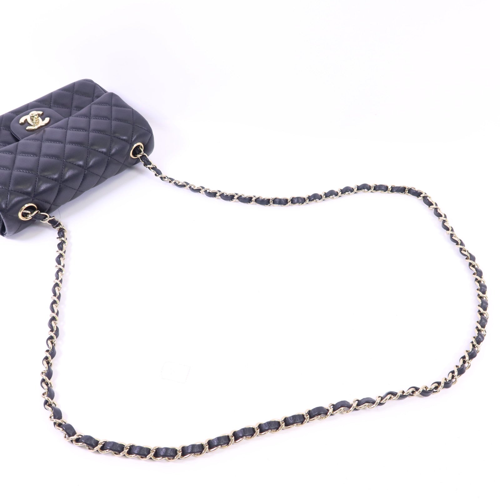 CHANEL 羊皮皮革Mini Classic 20金扣鏈帶肩背袋