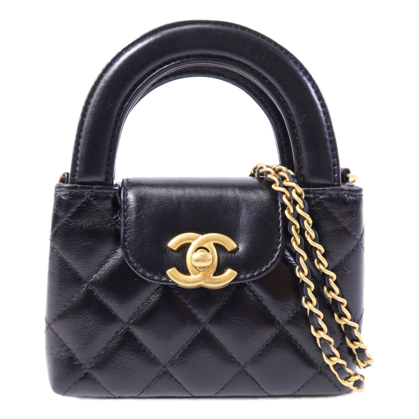 CHANEL 牛皮皮革Nano Mini Kelly鏈帶手挽肩背兩用袋