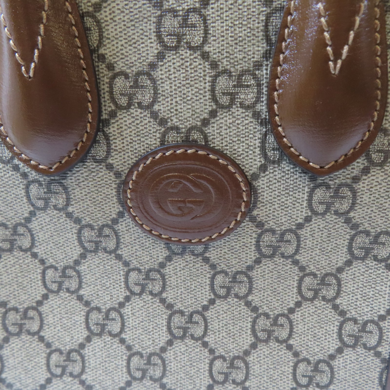 GUCCI 【激減優惠】塗層帆布Mini Tote Bag Interlocking G金扣手挽肩背兩用袋啡色