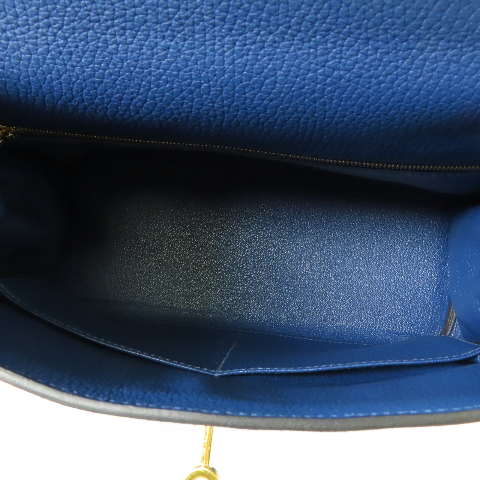 HERMES Clemence皮革Kelly 28手挽肩背兩用袋Deep Blue