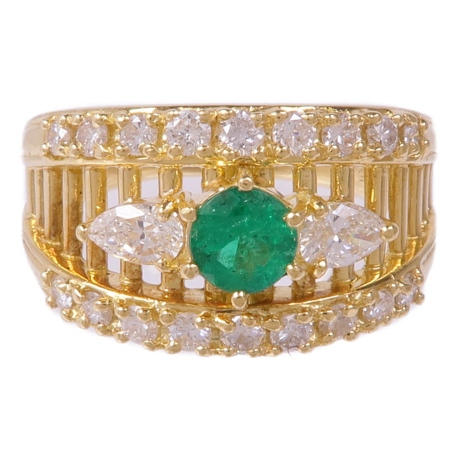 JEWELRY 【激減優惠】18K黃金Emerald Diamond Ring綠寶石/鑽石US#7.25