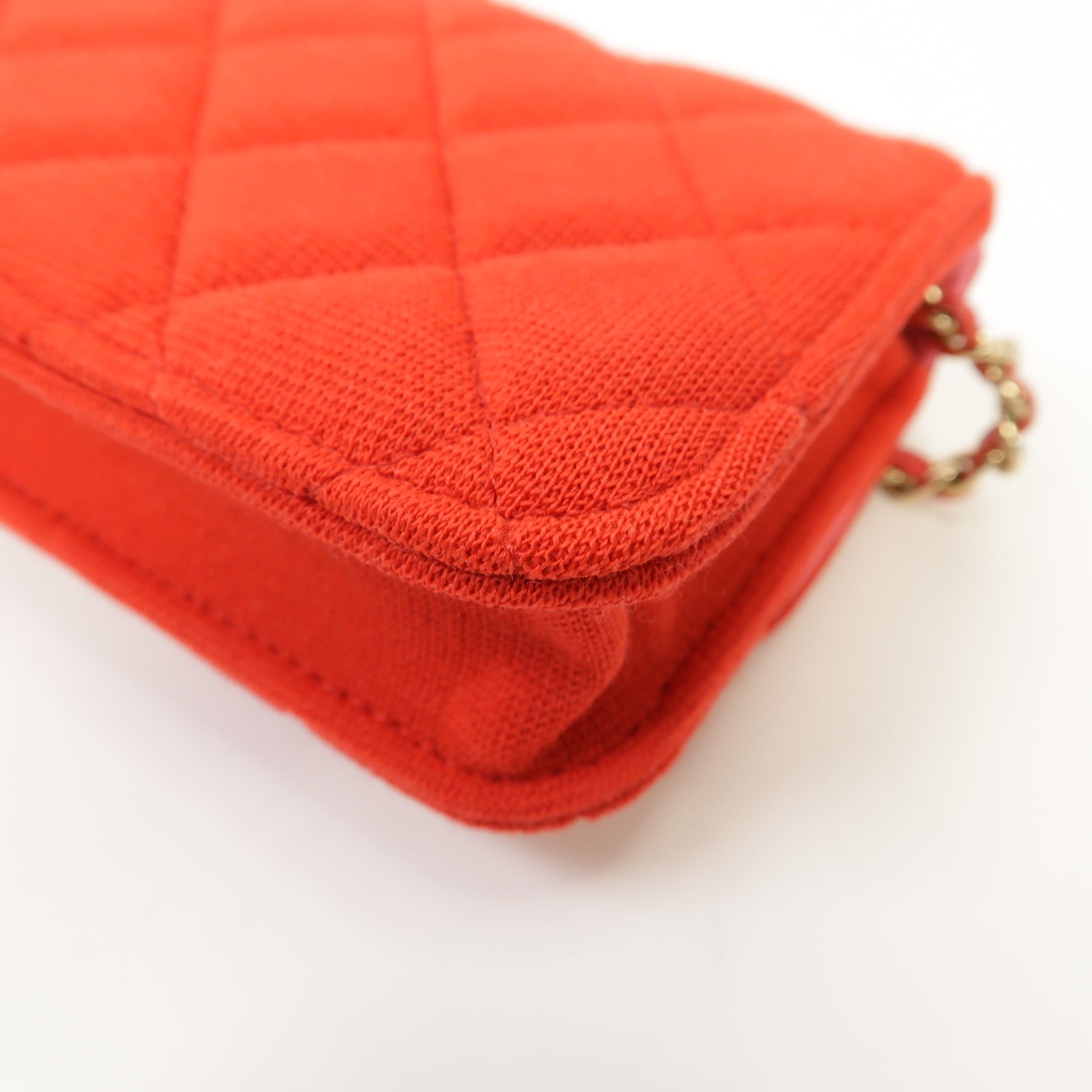 CHANEL 布料Chain Shoulder Bag金扣鏈帶肩背袋紅色/粉紅色