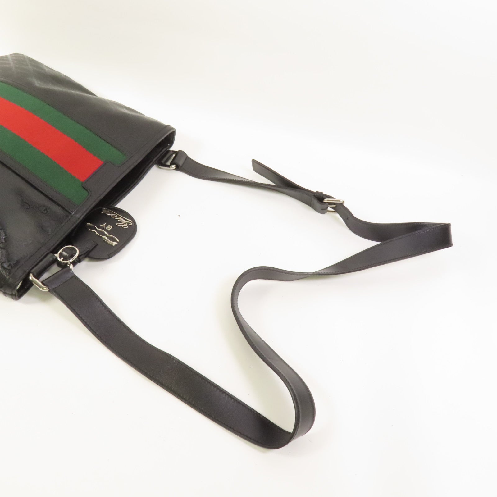 GUCCI 塗層帆布Shoulder Bag銀扣肩背袋