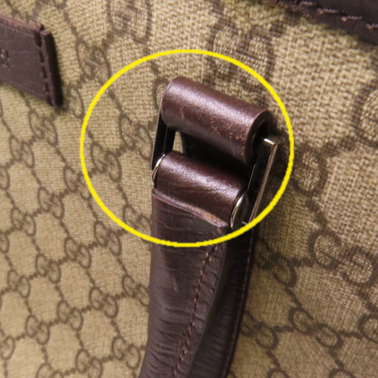 GUCCI 塗層帆布Tote Bag銀扣肩背袋