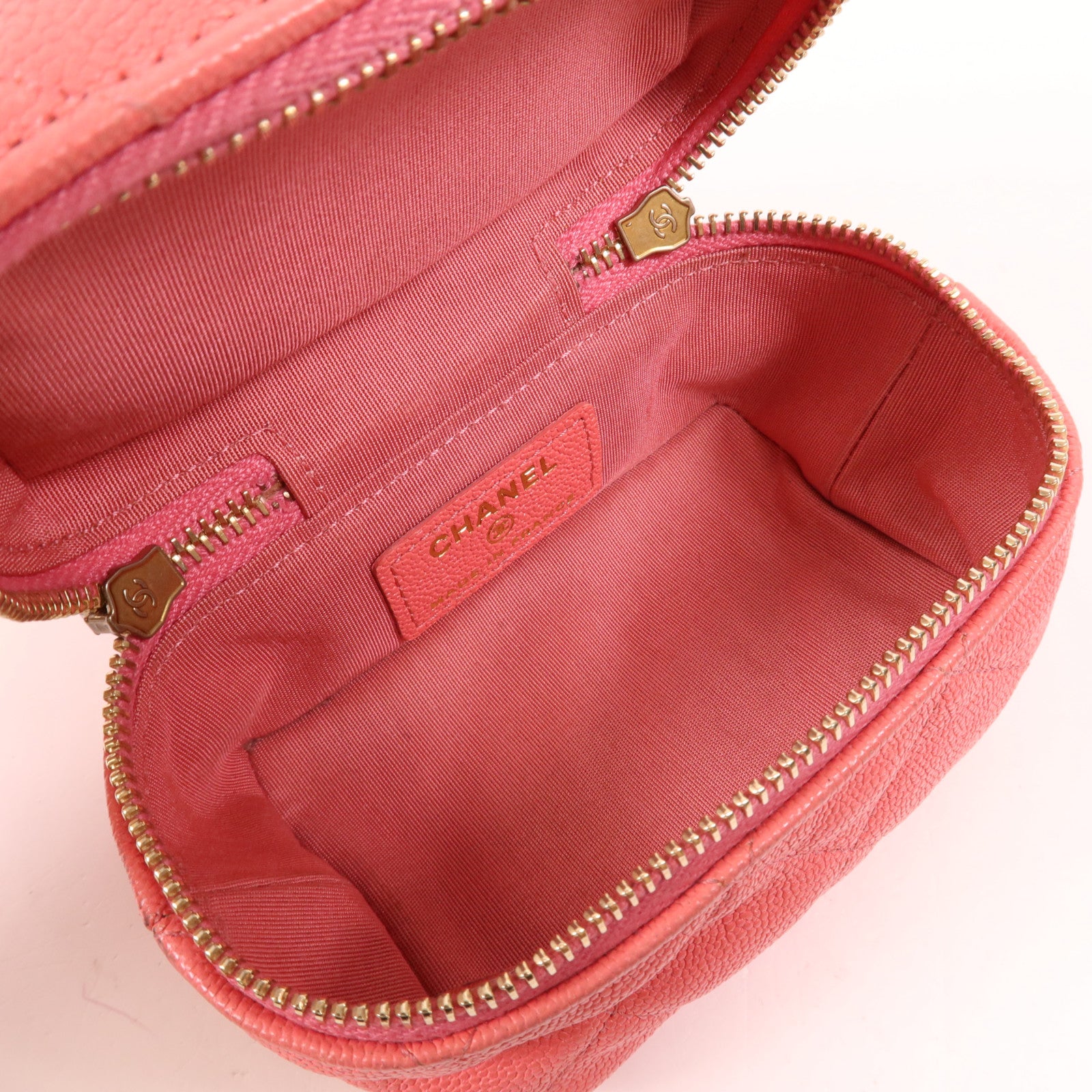 CHANEL 牛皮皮革Matelasse Mini Vanity金扣手挽肩背兩用袋