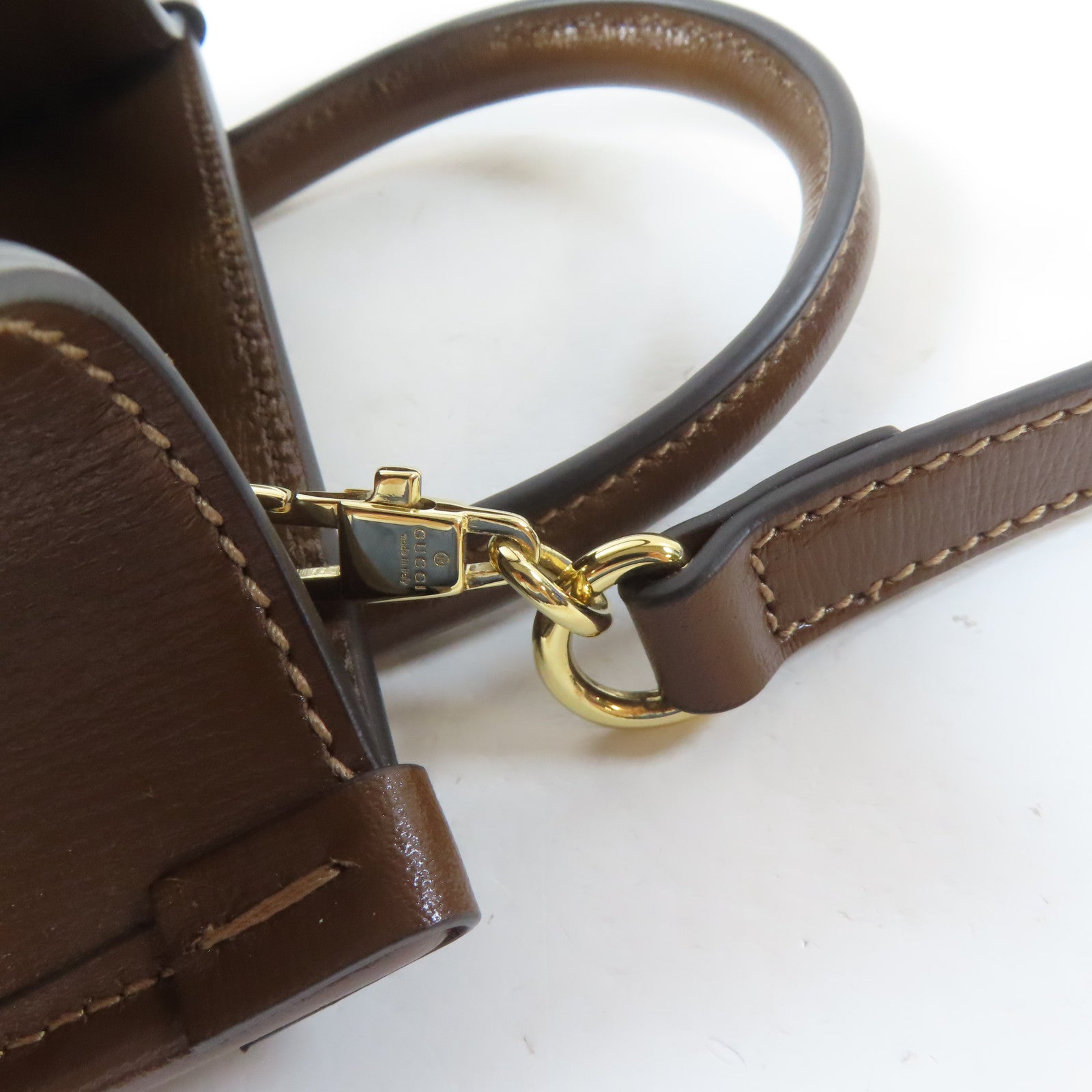 GUCCI 【激減優惠】塗層帆布Mini Tote Bag Interlocking G金扣手挽肩背兩用袋啡色