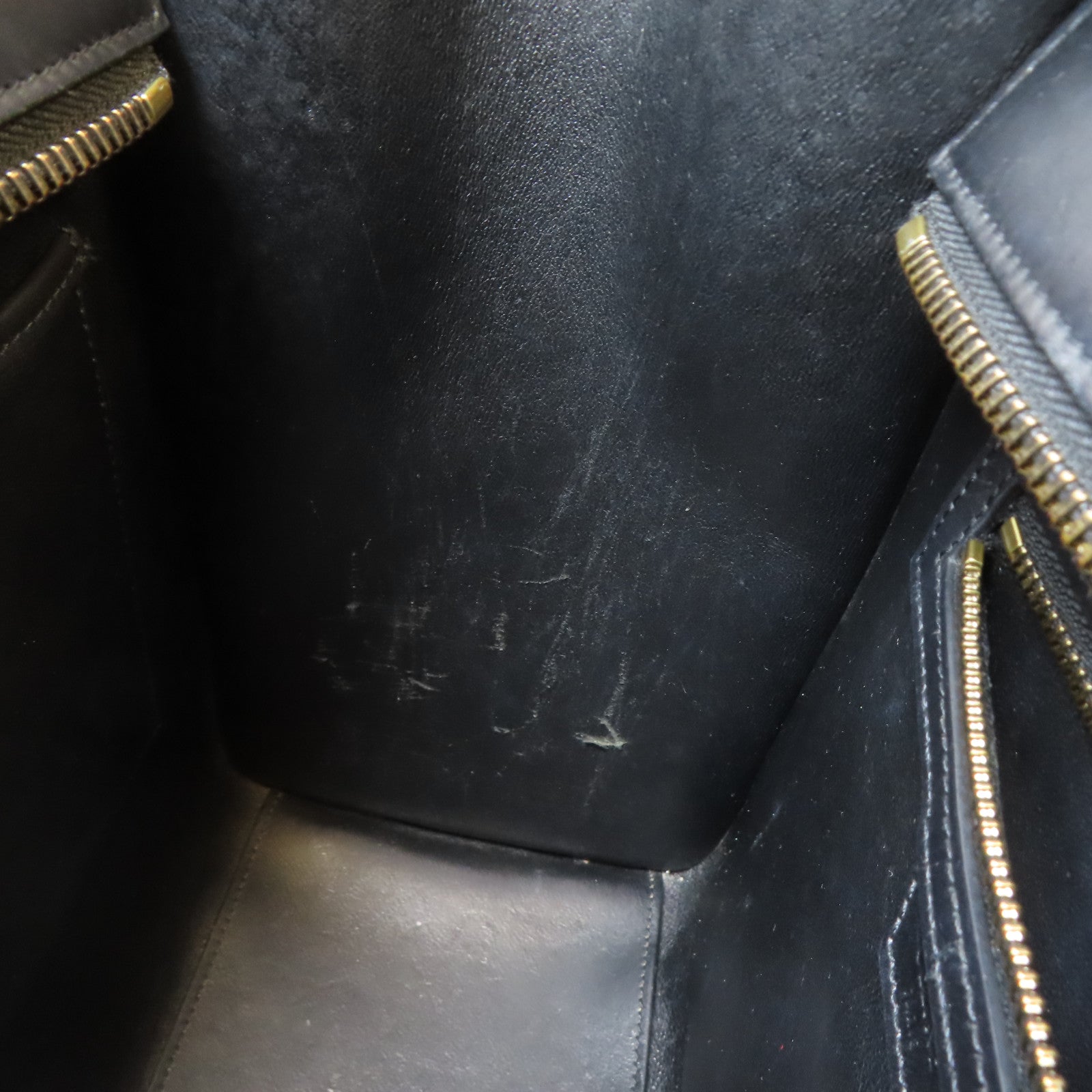 CELINE (PRICE DOWN) GHW Luggage Tote Bag Handbag V-CA-5515 Calfskin Leather Black White