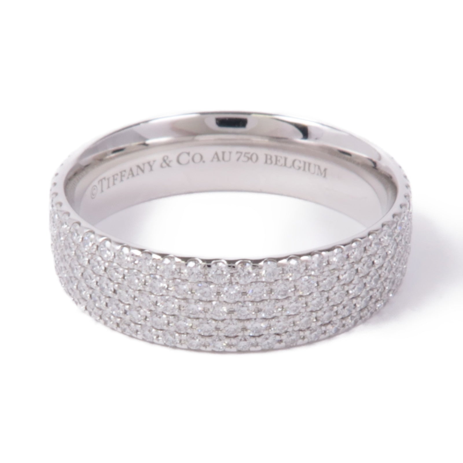 TIFFANY＆CO 18K白金Five-Row Diamond Ring鑽石戒指US#6