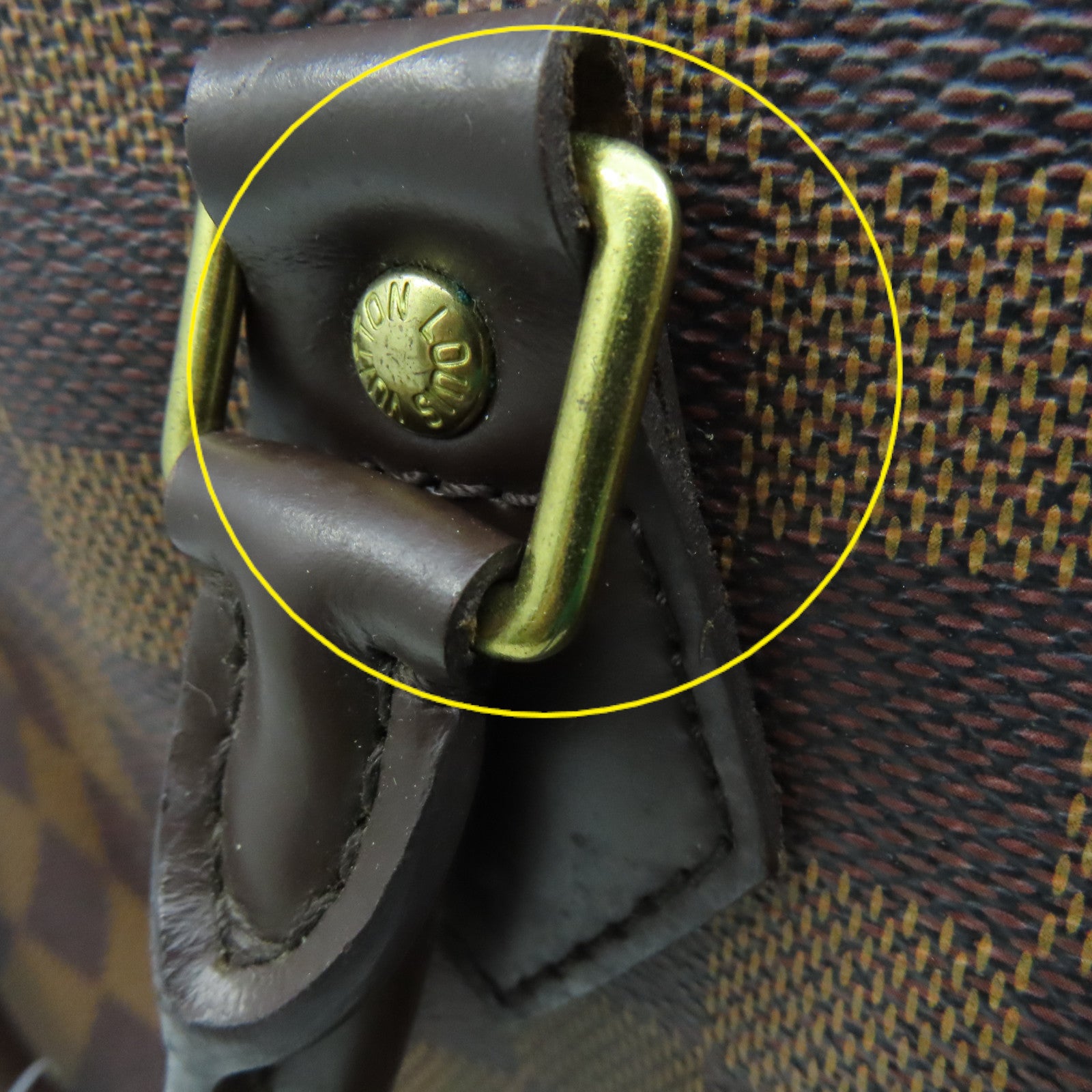 LOUIS VUITTON Damier Speedy 35金扣手挽袋啡色