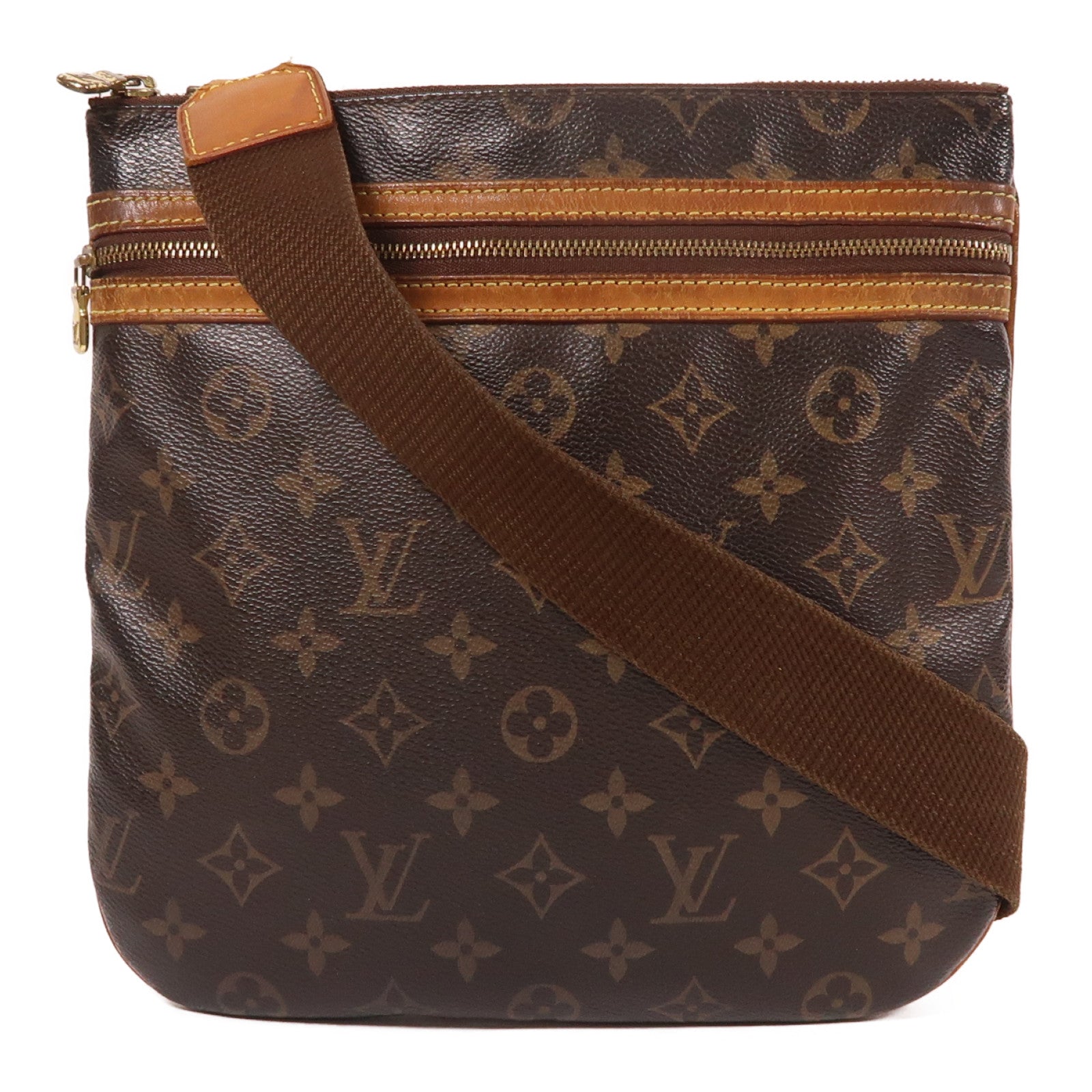 LOUIS VUITTON Monogram Pochette Bosphore金扣肩背袋啡色