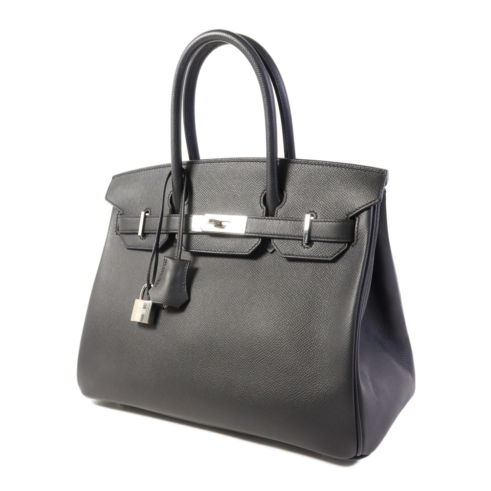 HERMES Epsom皮革Birkin 30銀扣手挽袋Noir