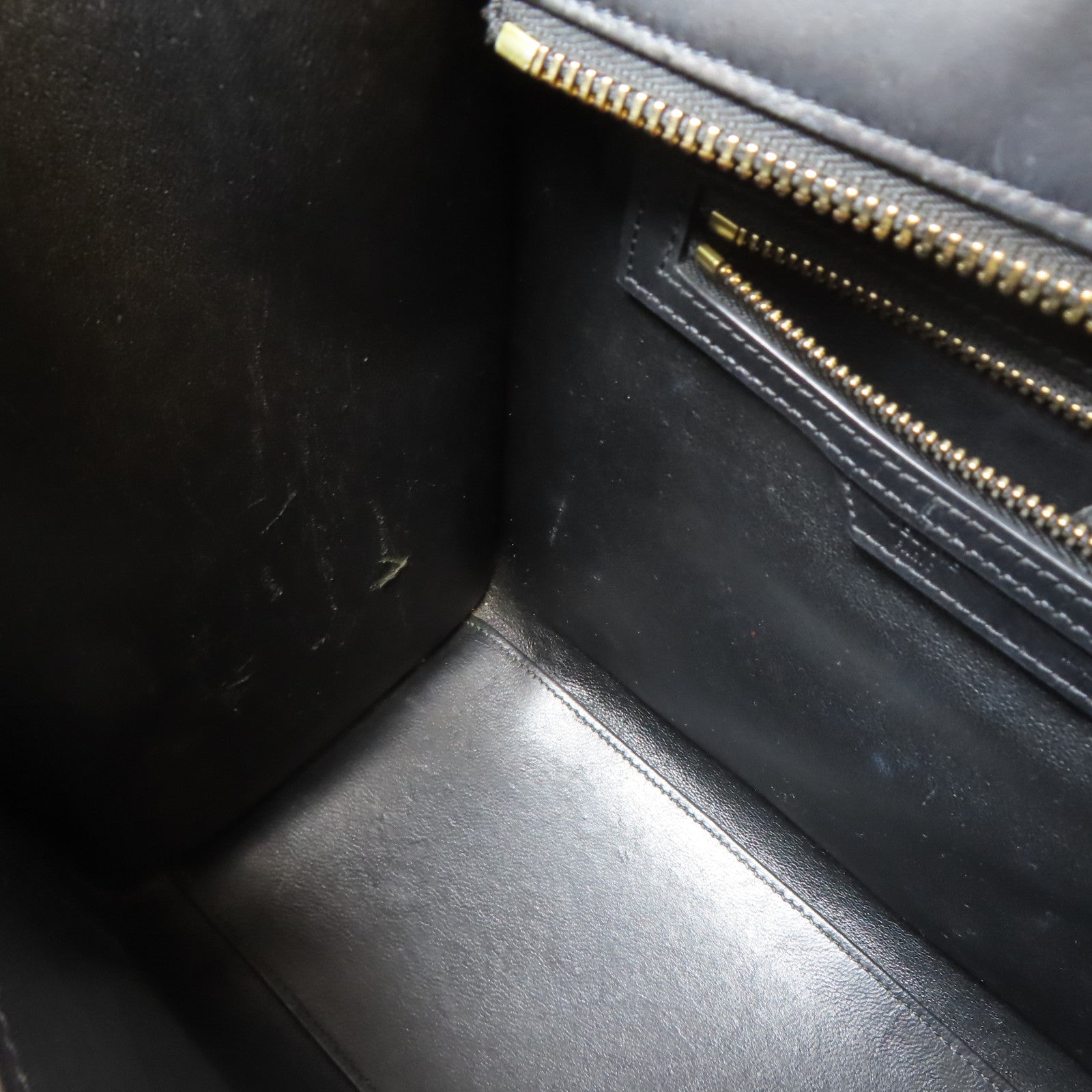 CELINE (PRICE DOWN) GHW Luggage Tote Bag Handbag V-CA-5515 Calfskin Leather Black White