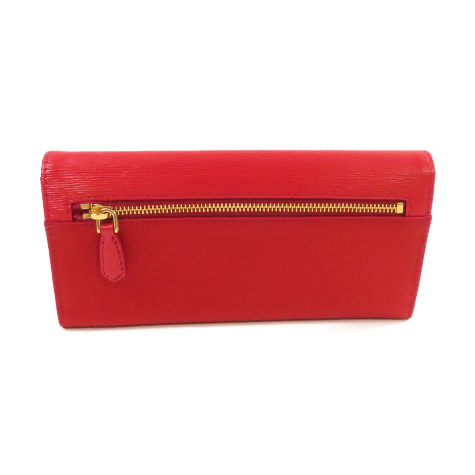 PRADA 牛皮皮革/尼龍Long Wallet金扣長錢包紅色