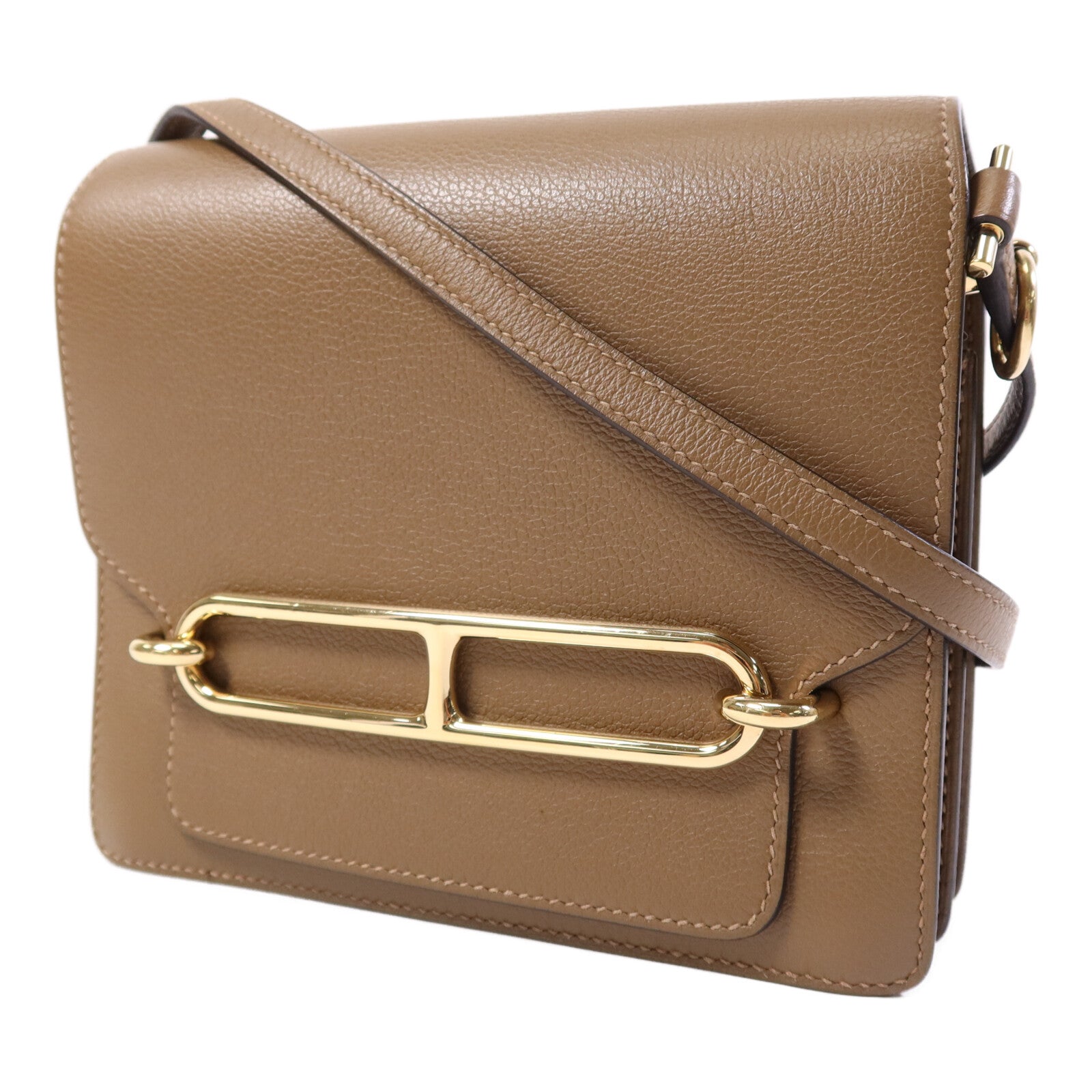 HERMES Evercolor皮革Mini Roulis金扣肩背袋