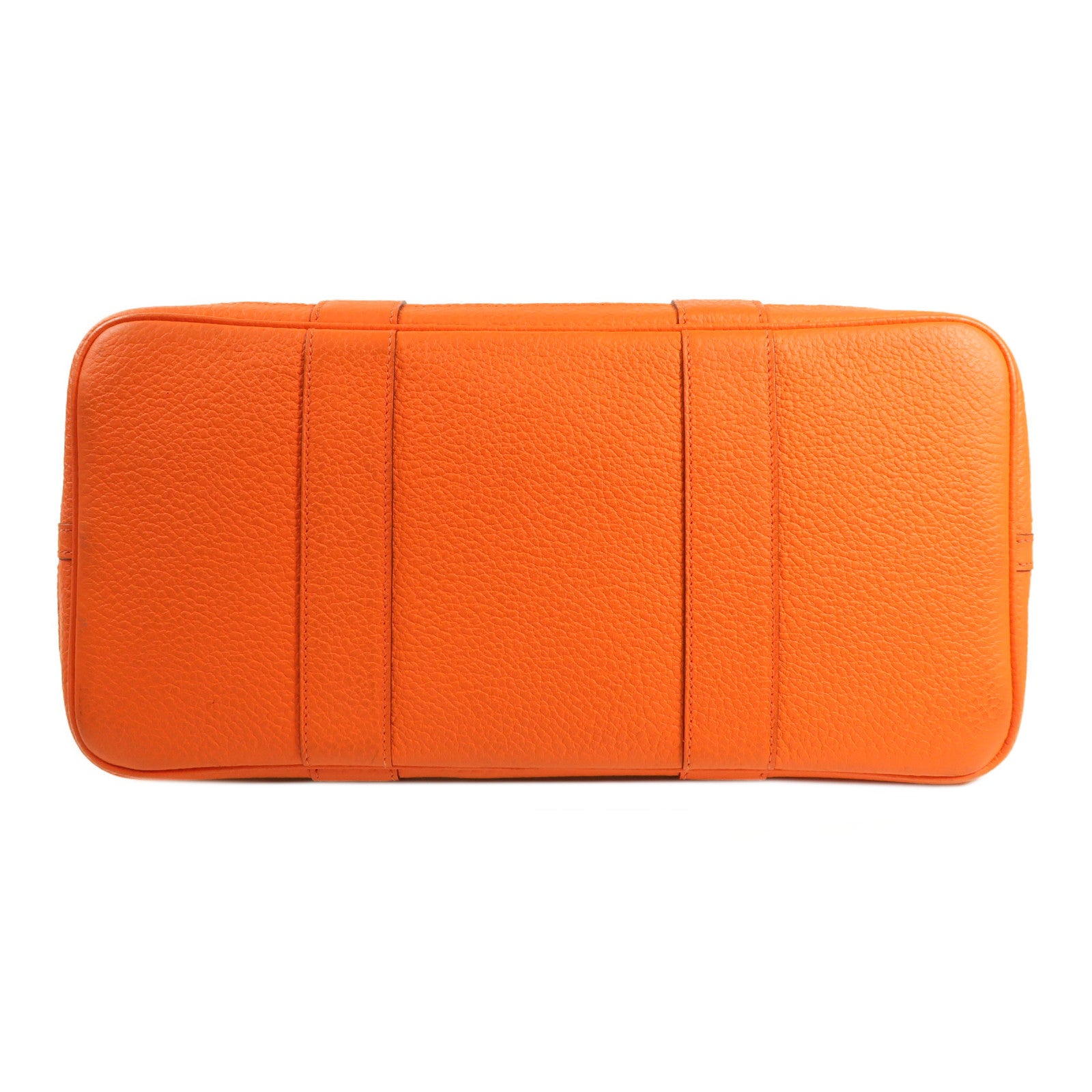 HERMES 帆布GardenParty PM銀扣手挽袋橙色