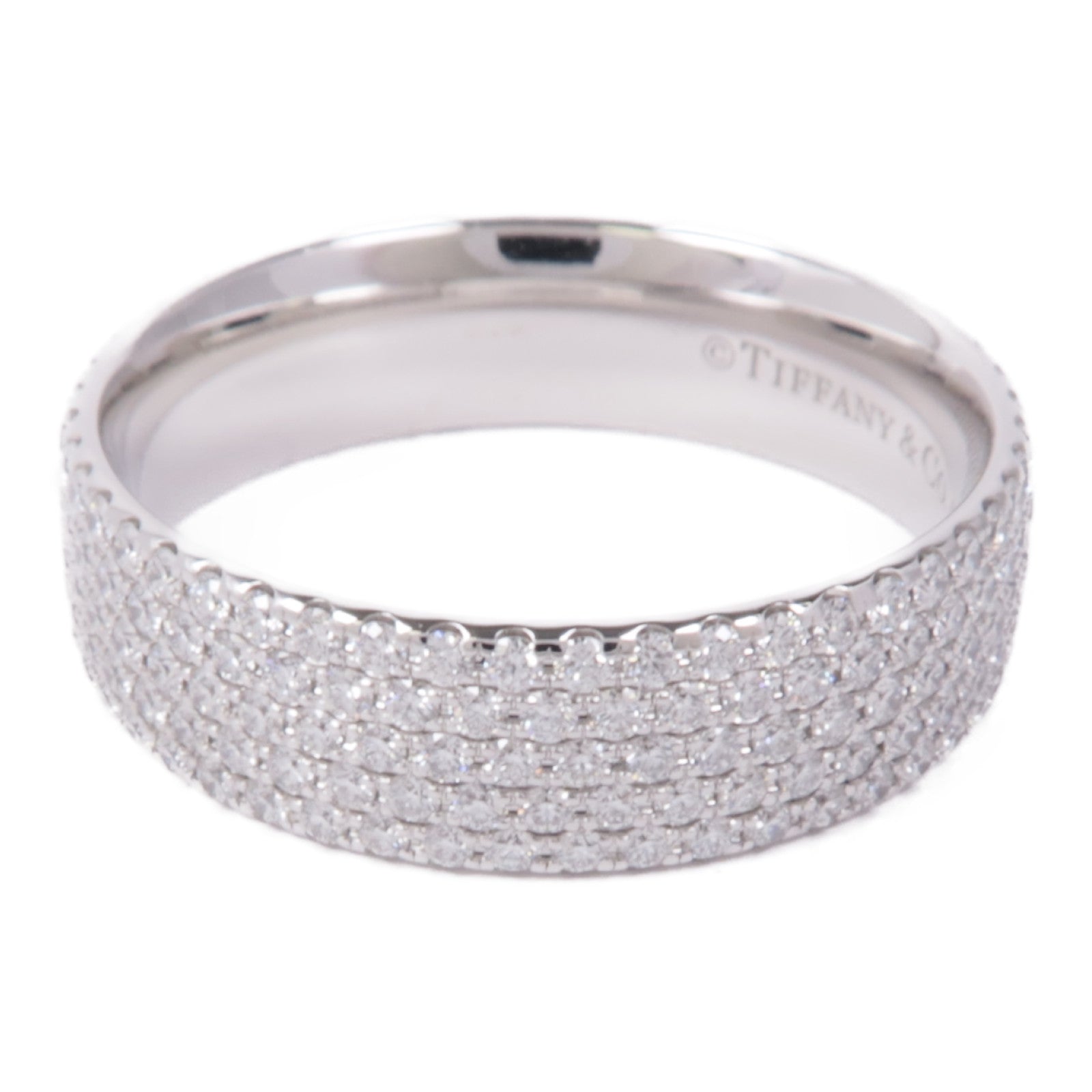 TIFFANY＆CO 18K白金Five-Row Diamond Ring鑽石戒指US#6