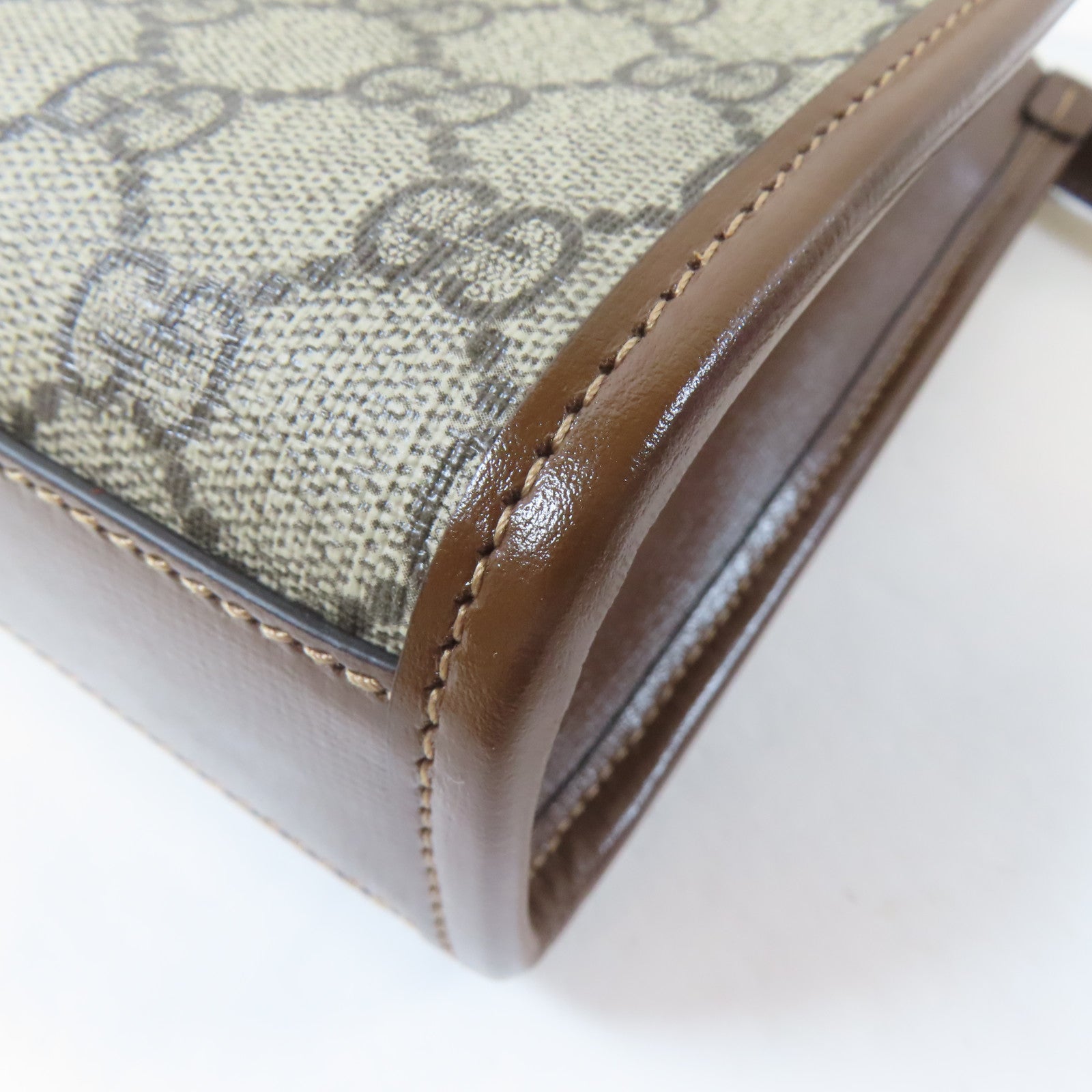 GUCCI 【激減優惠】塗層帆布Mini Tote Bag Interlocking G金扣手挽肩背兩用袋啡色