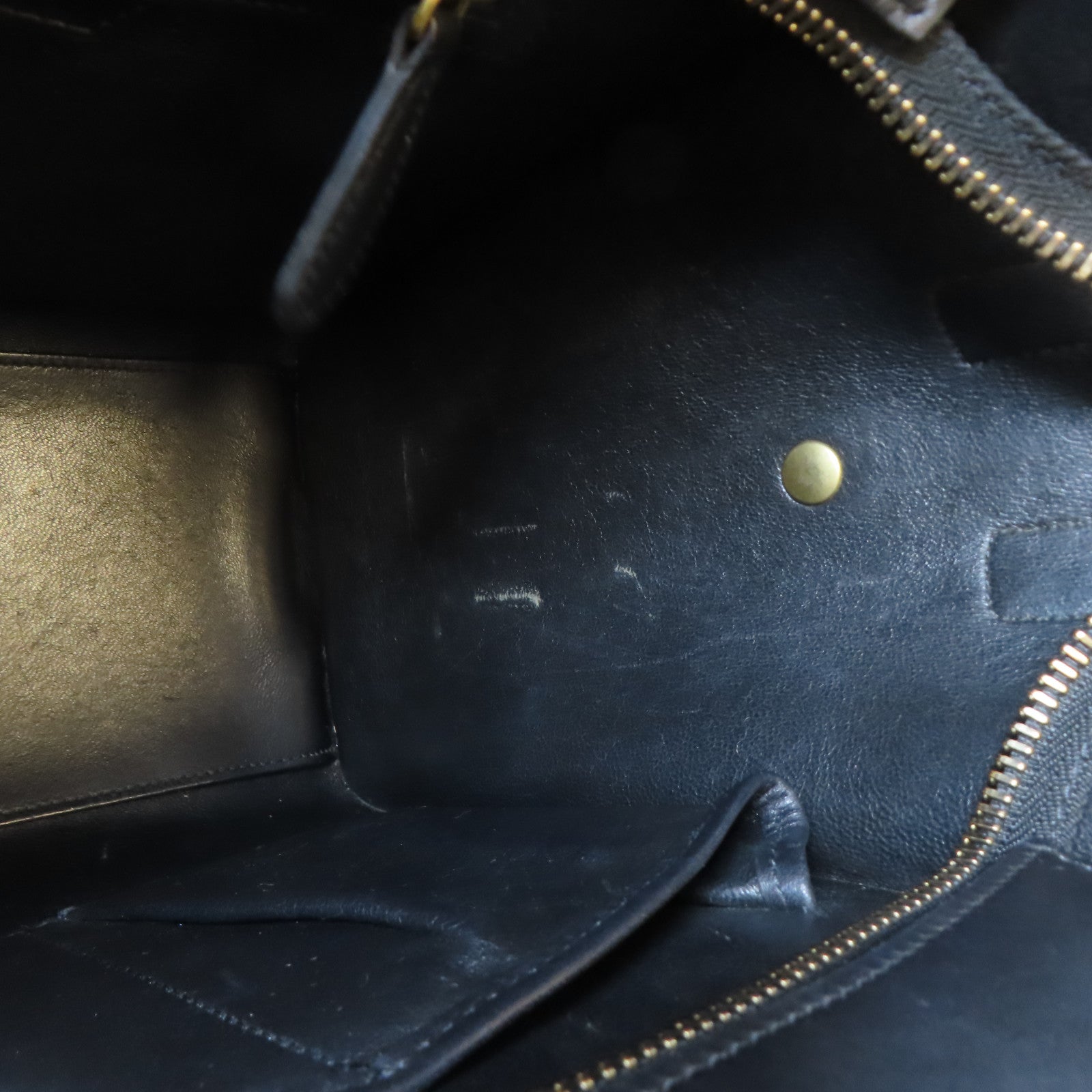 CELINE (PRICE DOWN) GHW Luggage Tote Bag Handbag V-CA-5515 Calfskin Leather Black White