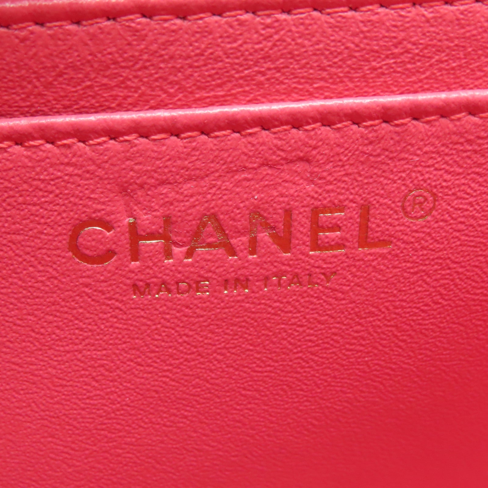 CHANEL 【激減優惠】斜紋羊皮皮革Shoulder Bag金扣手挽肩背兩用袋紅色