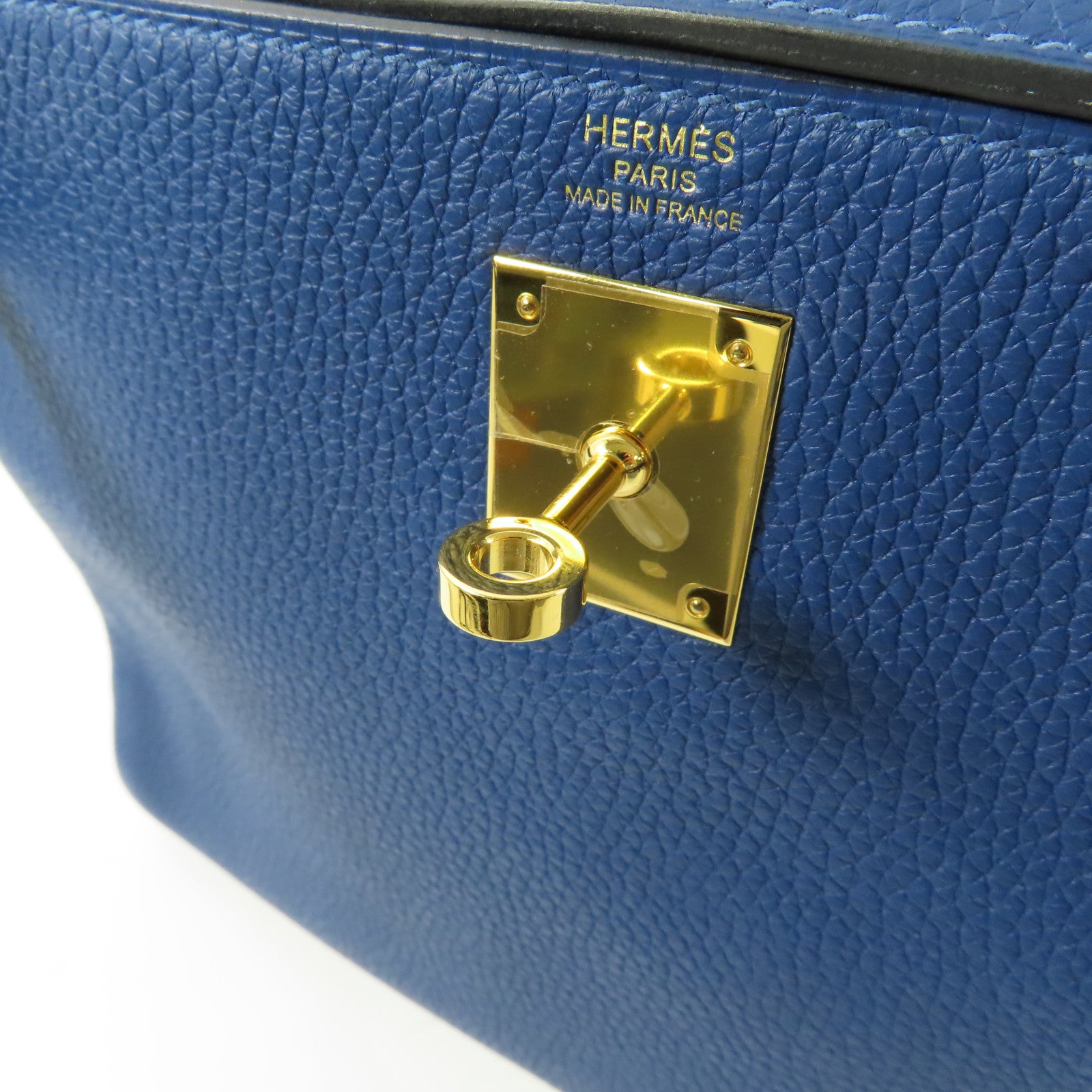 HERMES Clemence皮革Kelly 28手挽肩背兩用袋Deep Blue