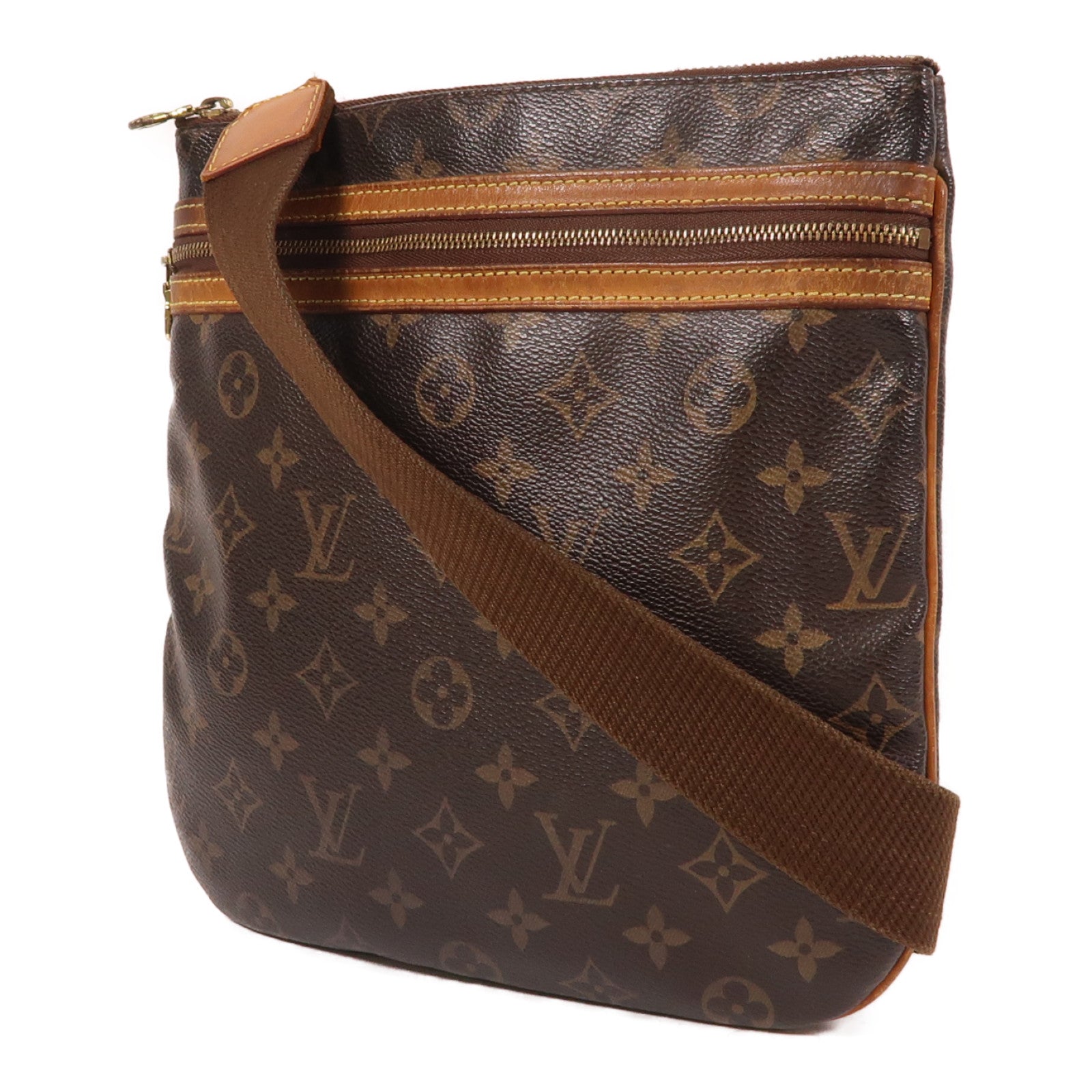 LOUIS VUITTON Monogram Pochette Bosphore金扣肩背袋啡色