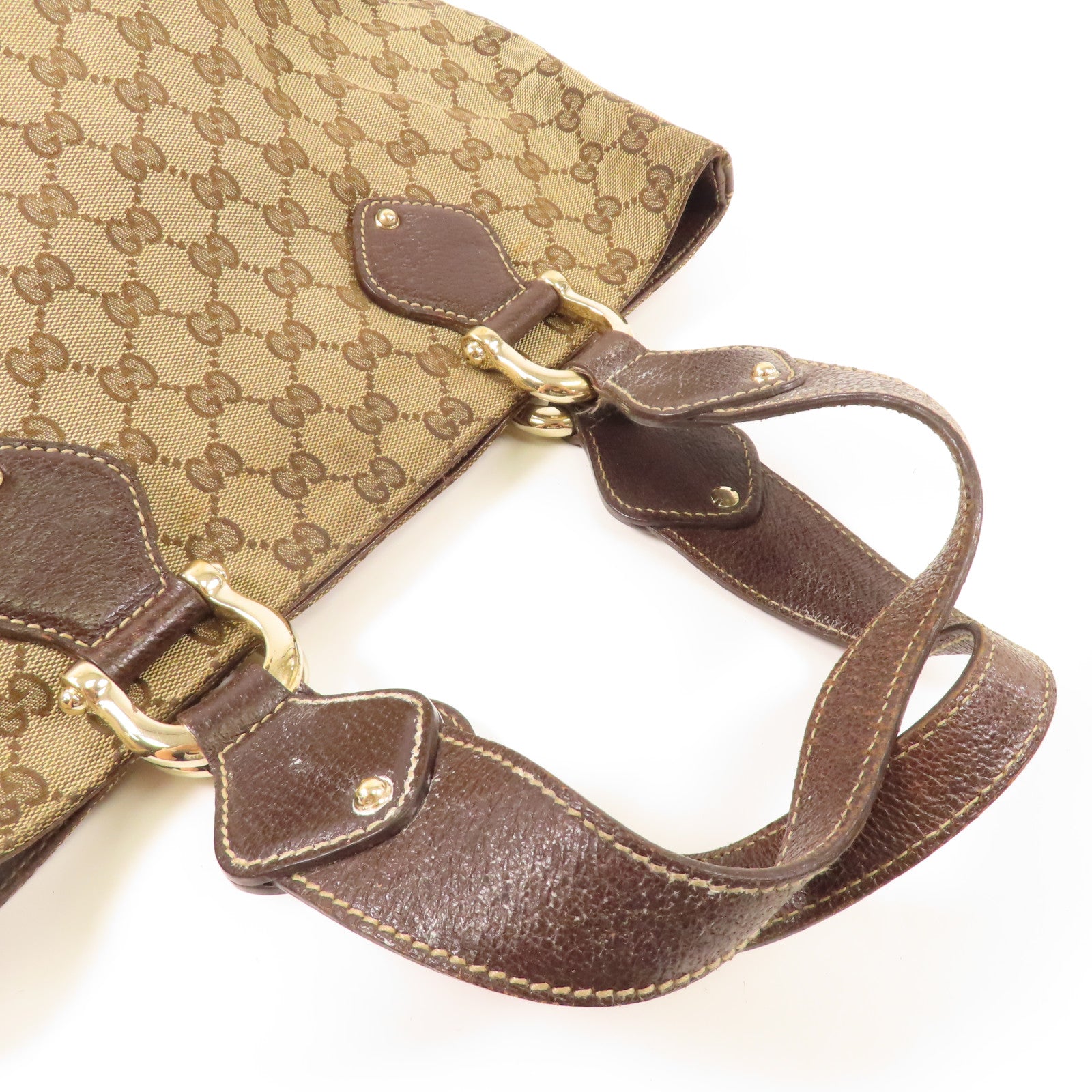 GUCCI 帆布Tote Bag金扣肩背袋