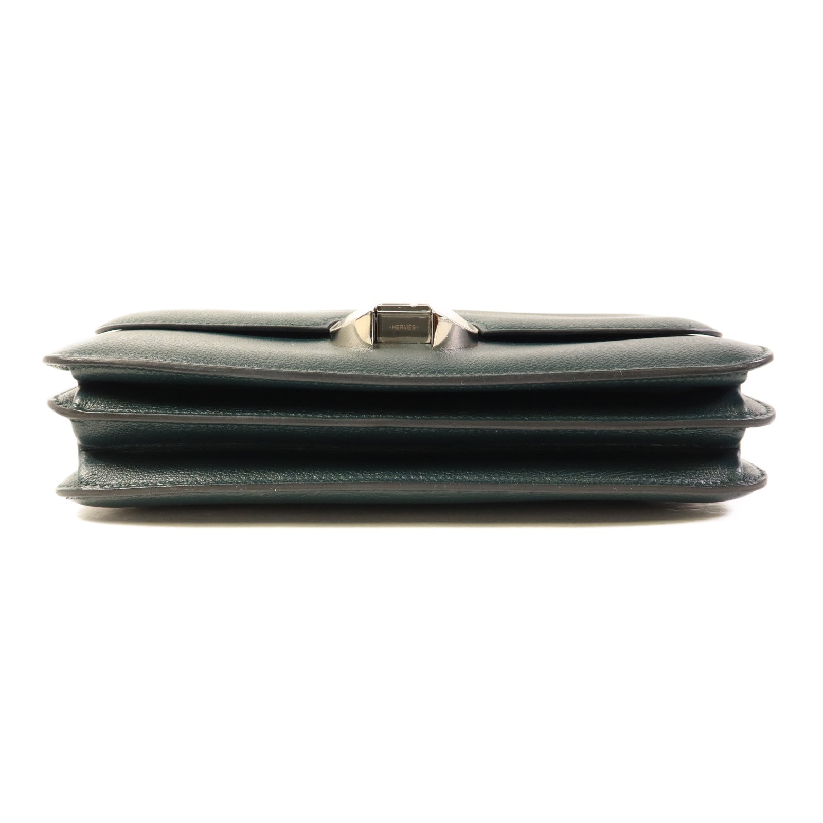 HERMES Evercolor皮革2002 26銀扣肩背袋Vert Cypress