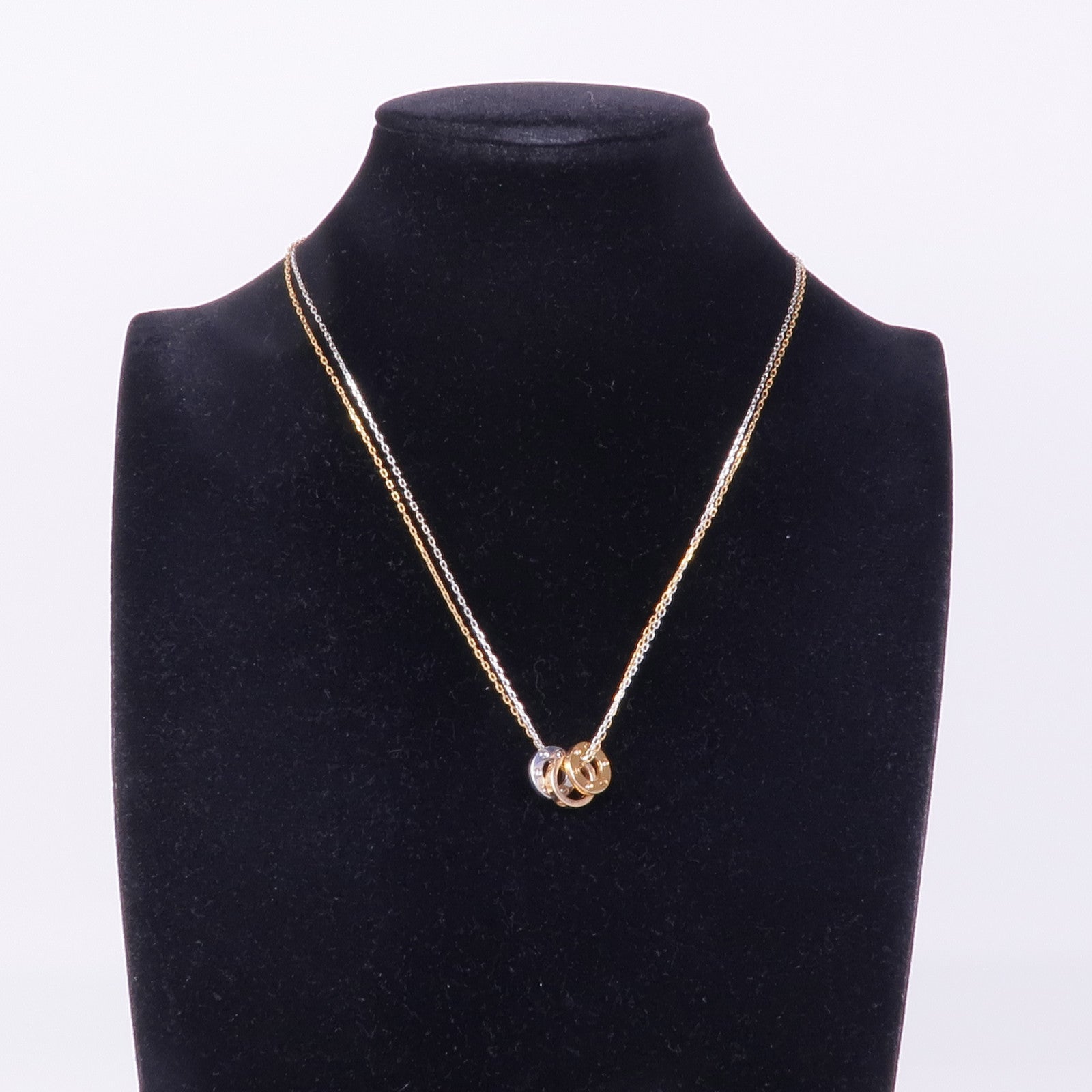 CARTIER 18K玫瑰金/白金6P Diamond Love Three Hoop Necklace項鍊