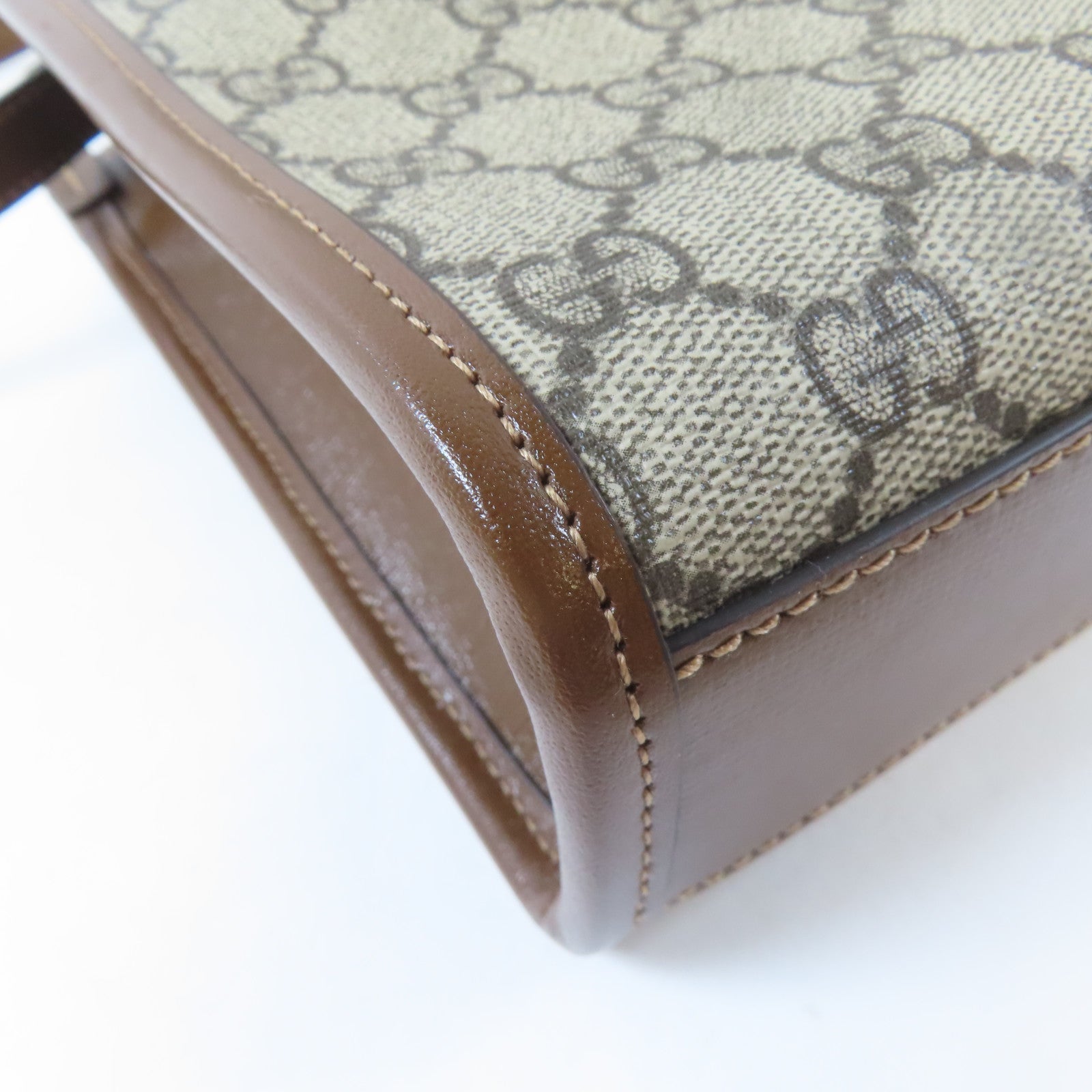 GUCCI 【激減優惠】塗層帆布Mini Tote Bag Interlocking G金扣手挽肩背兩用袋啡色