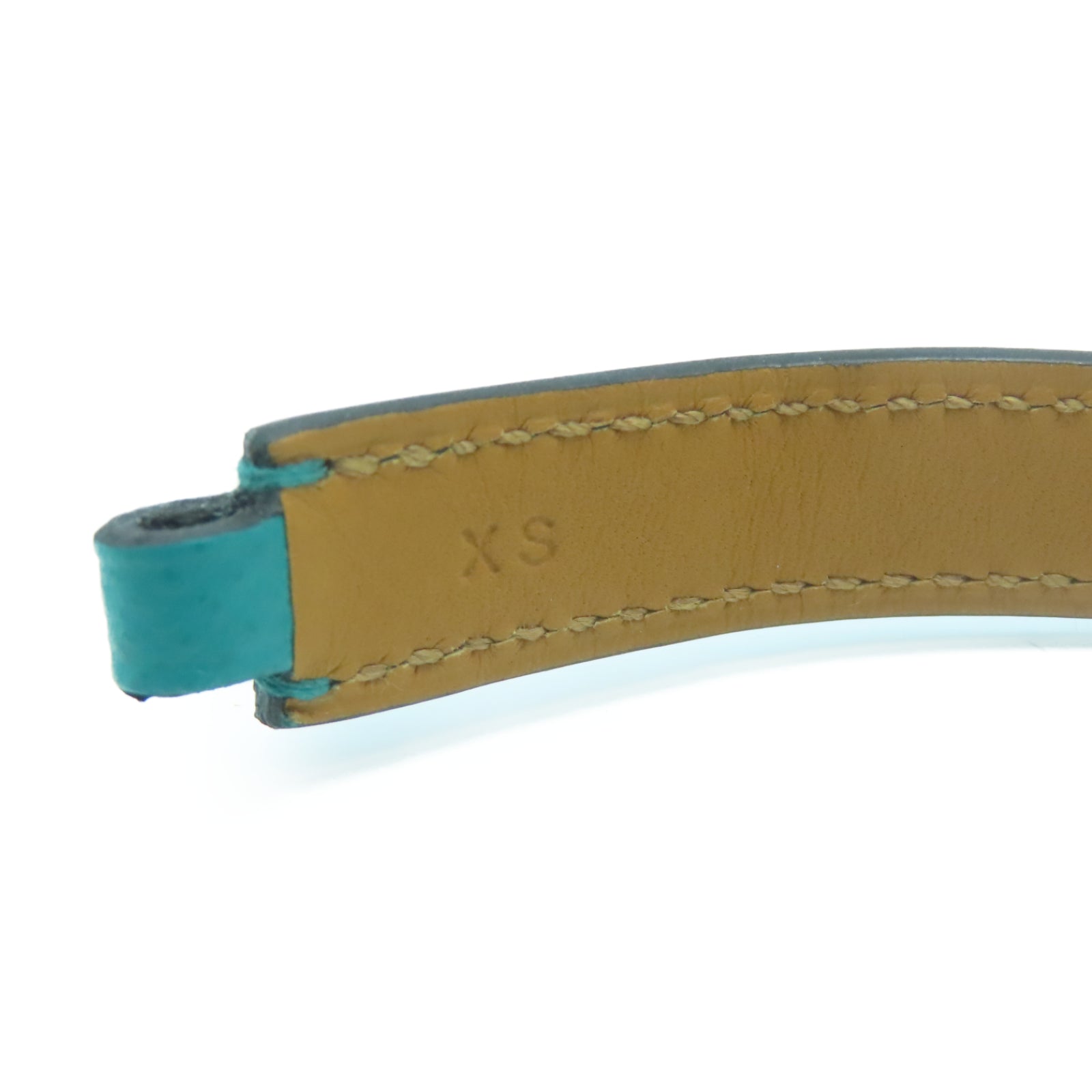 HERMES 【激減優惠】Epsom皮革Rivale Double Tour Bracelet金扣手鐲Blue Paon孔雀藍色