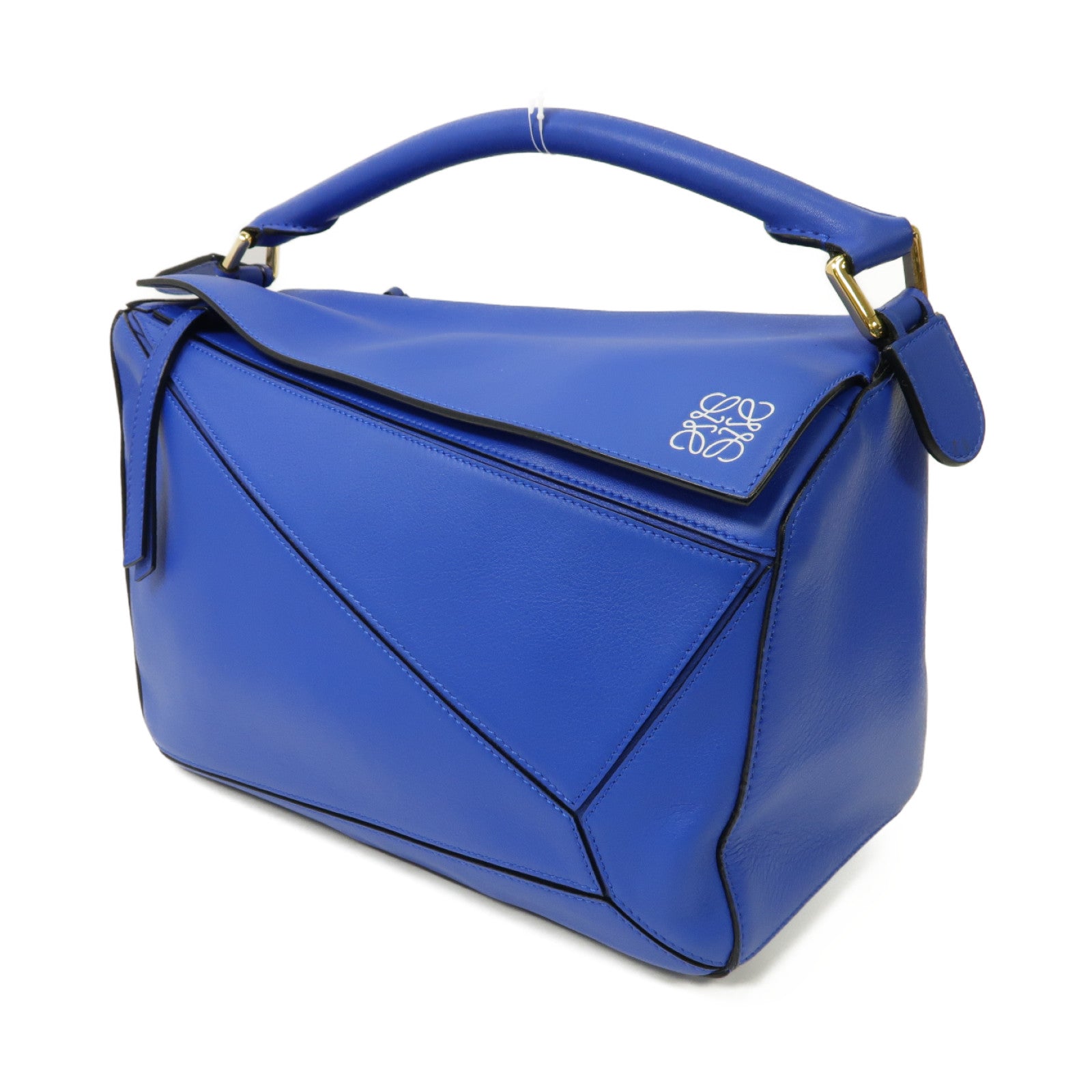 LOEWE 牛皮皮革Puzzle Bag金扣手挽肩背兩用袋藍色