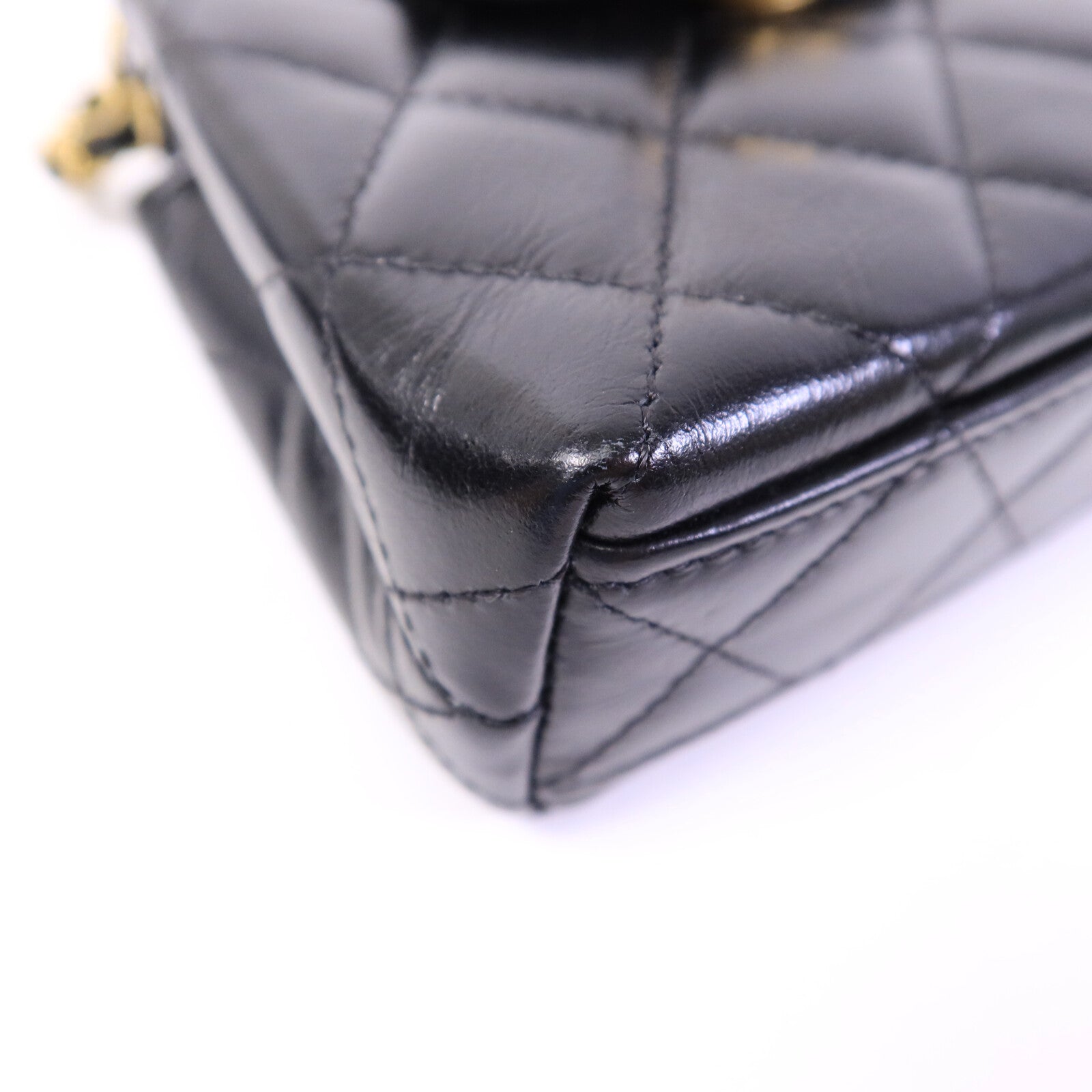 CHANEL 牛皮皮革Nano Mini Kelly鏈帶手挽肩背兩用袋