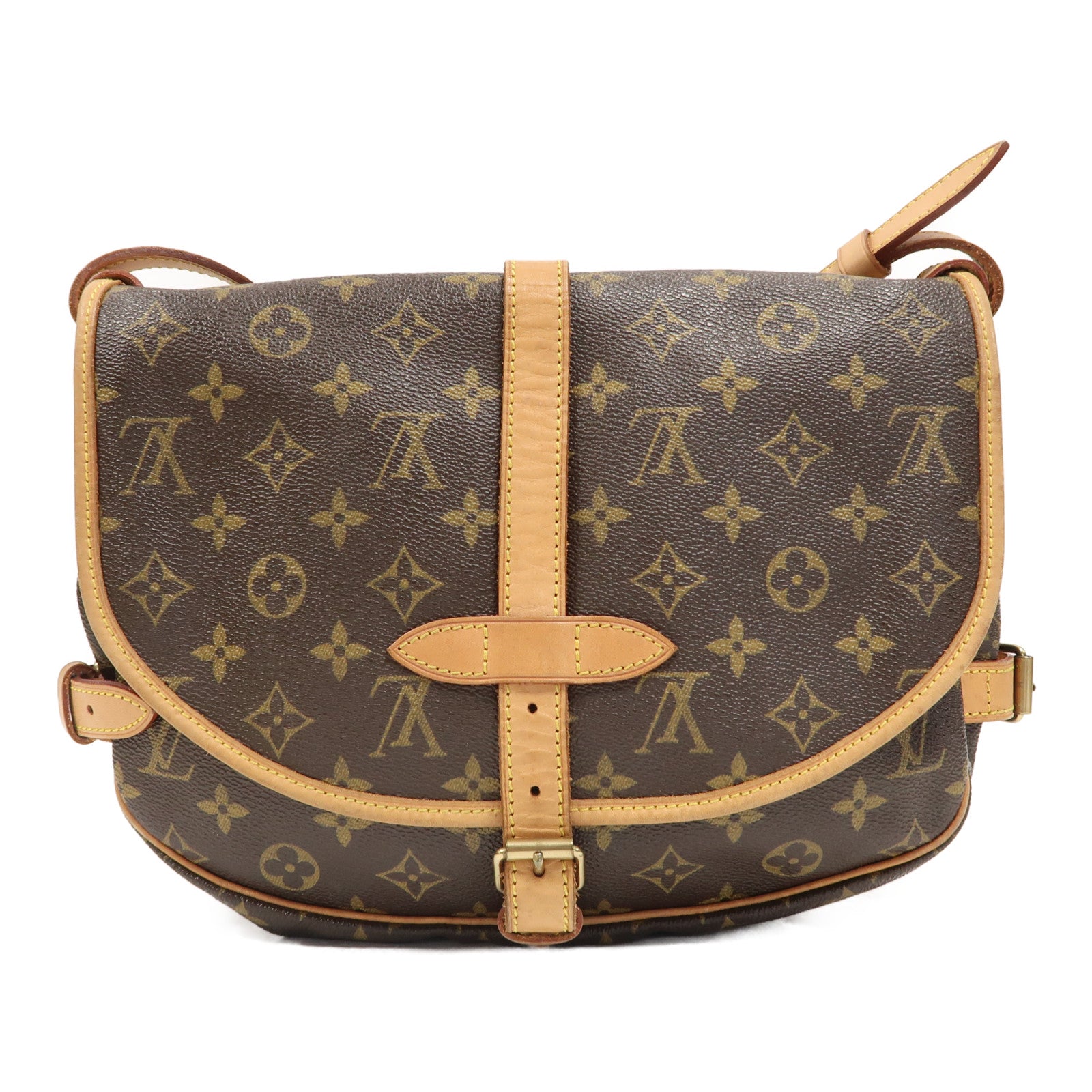 LOUIS VUITTON Monogram Saumur 30金扣肩背袋啡色