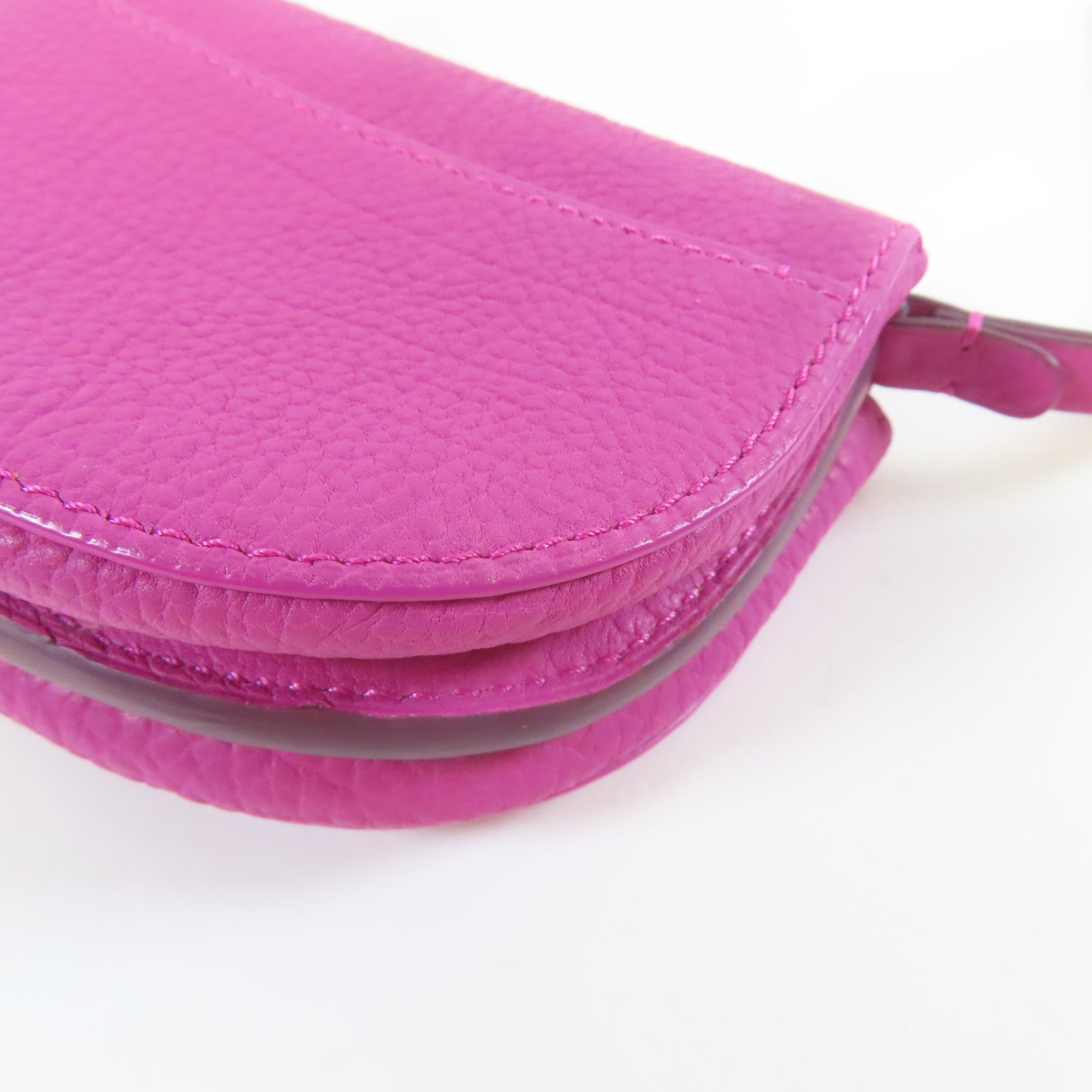 SELECTION 【激減優惠】牛皮皮革Delvaux Mini Mutin Coin Purse銀扣零錢包桃紅色