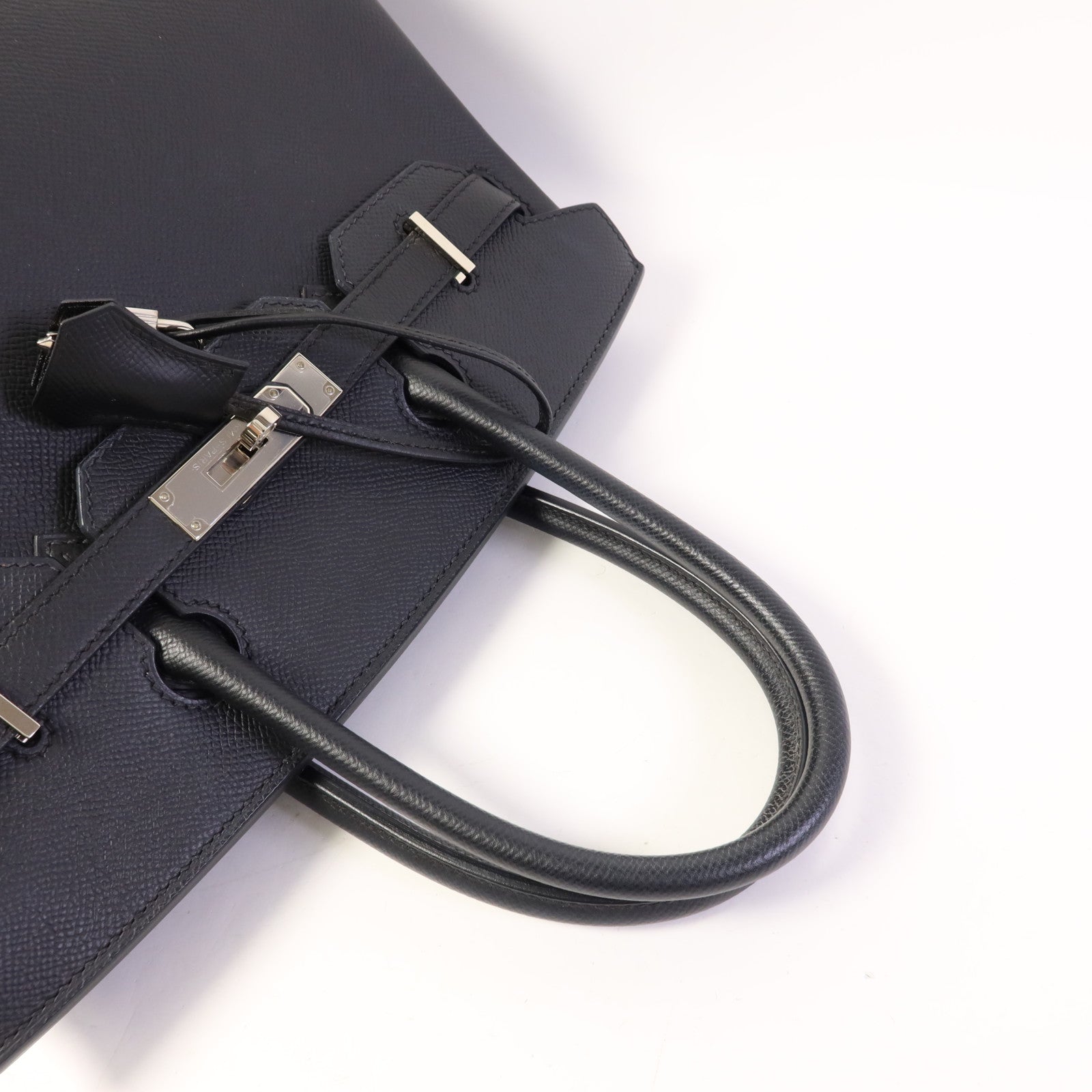 HERMES Epsom皮革Birkin 30銀扣手挽袋Noir