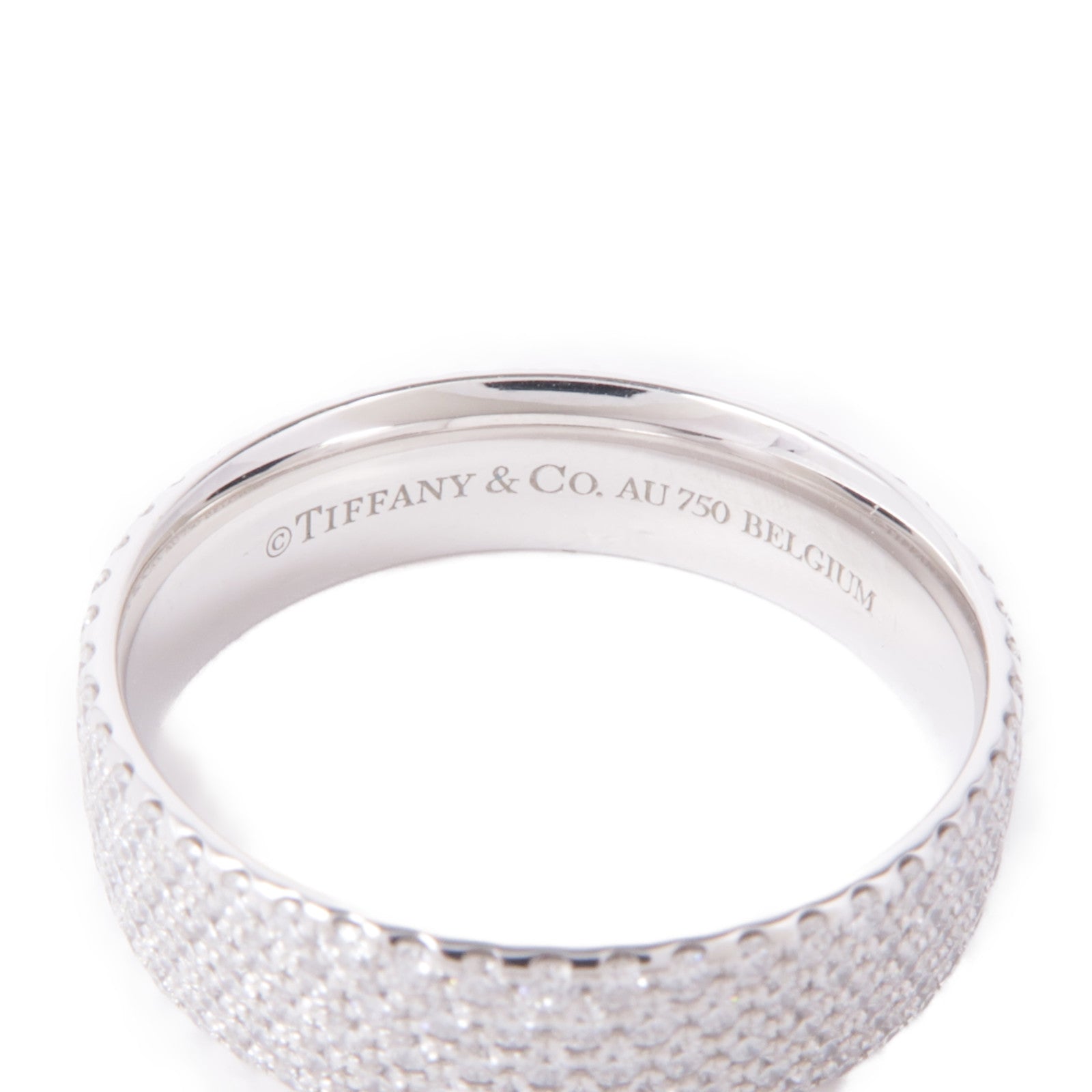 TIFFANY＆CO 18K白金Five-Row Diamond Ring鑽石戒指US#6