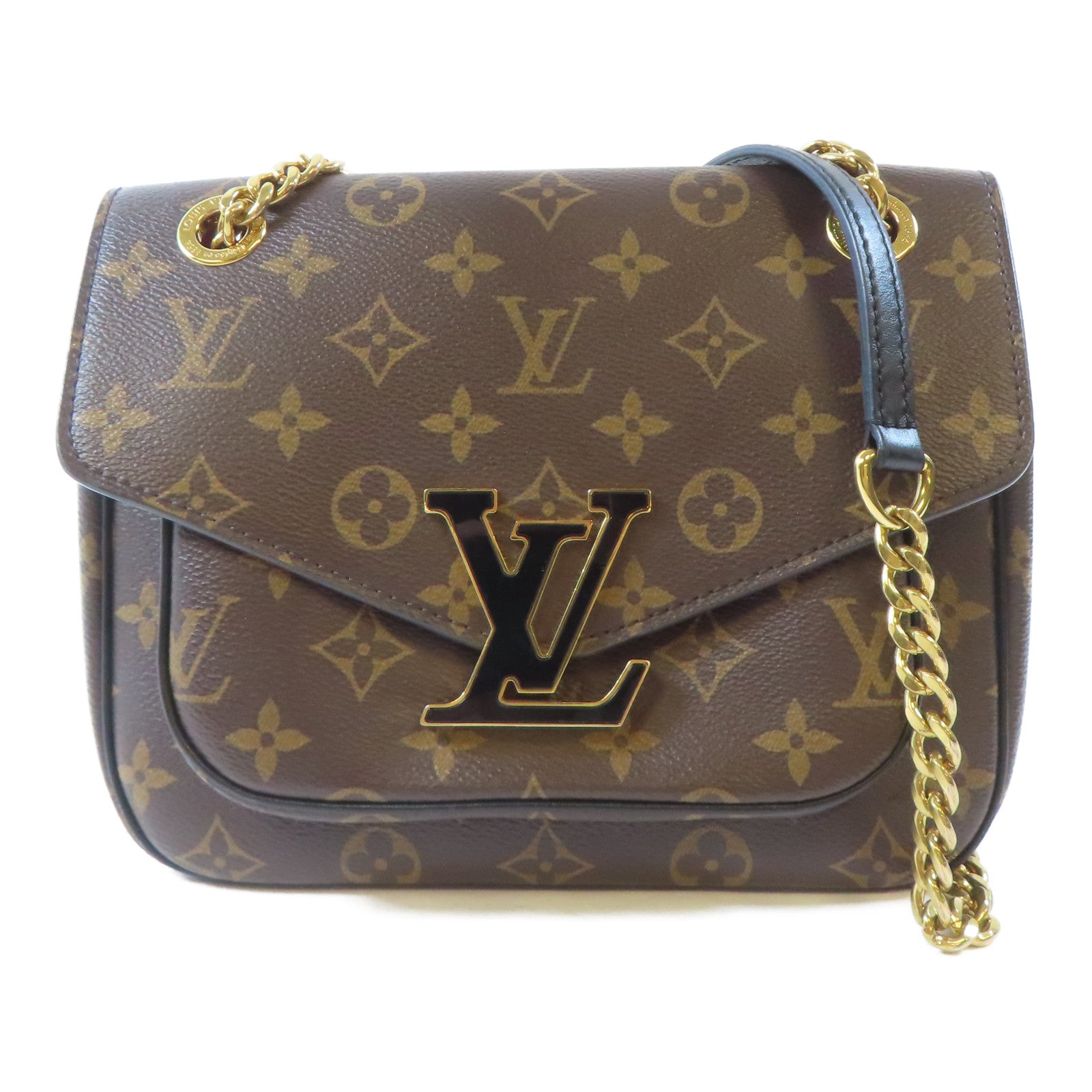 LOUIS VUITTON Monogram Passy Bag金扣鏈帶肩背袋啡色