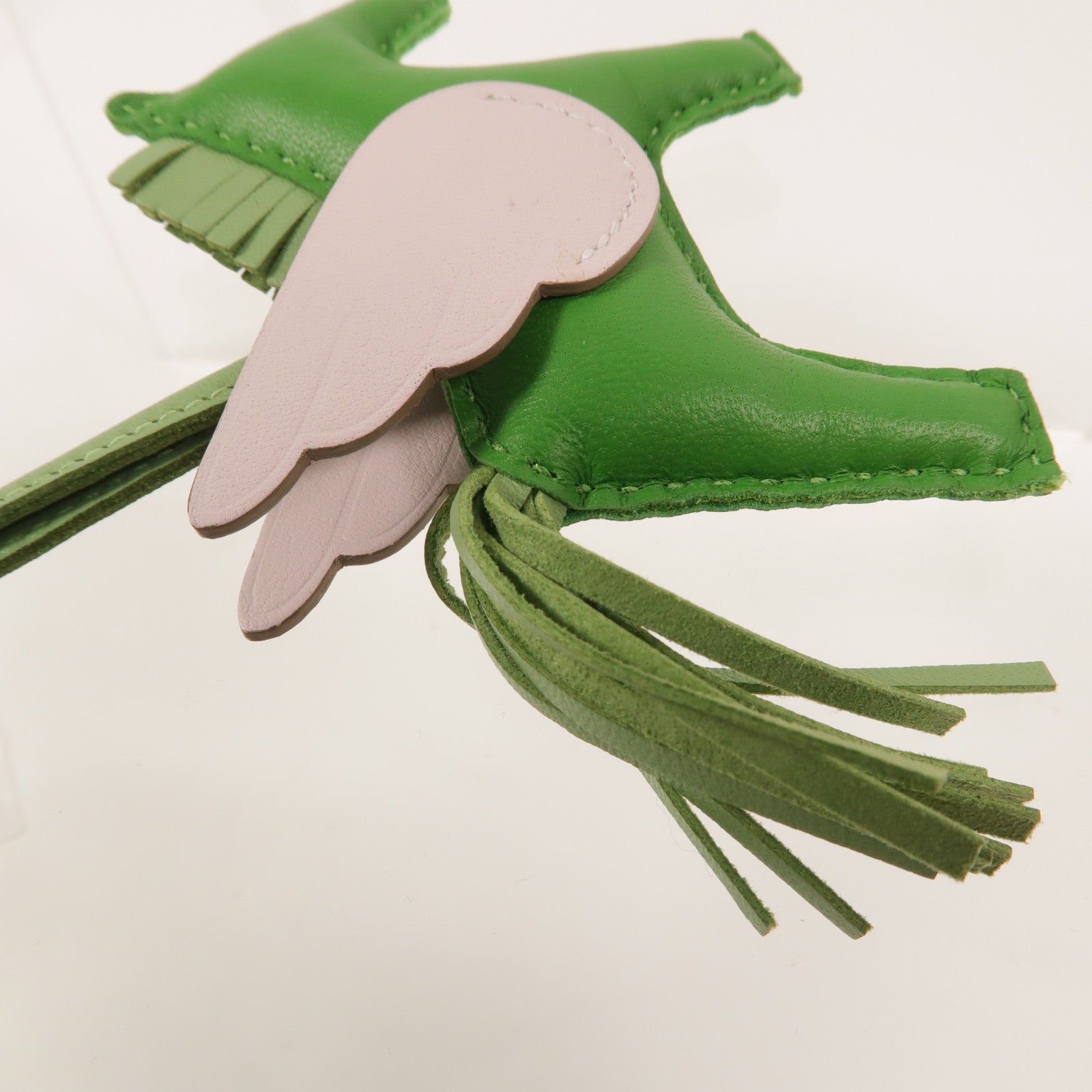 HERMES Milo皮革Rodeo Pegase PM掛飾Vert Criquet/Vert Yucca