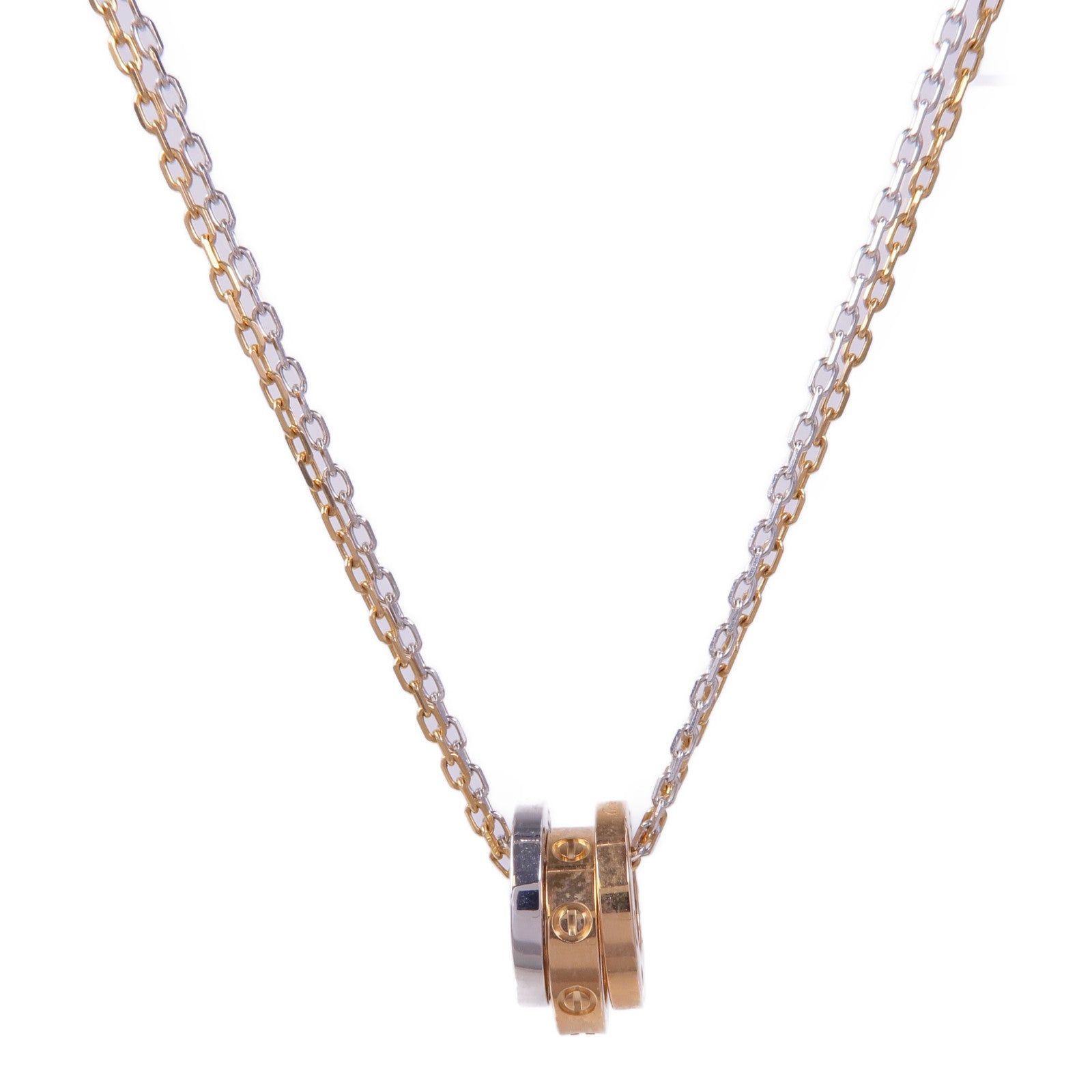 CARTIER 18K玫瑰金/白金6P Diamond Love Three Hoop Necklace項鍊